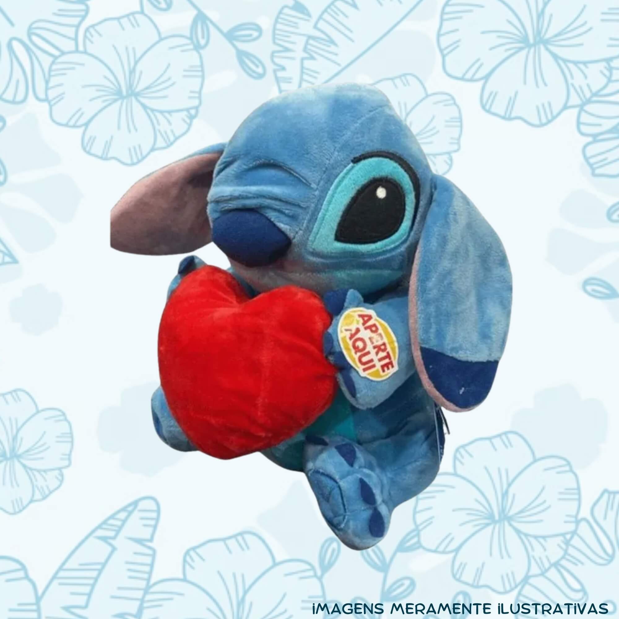 COMP Kit Pelúcia Stitch Disney Coração com Luz e Som 30cm + Boombox Caixa de Som Infantil Karaokê