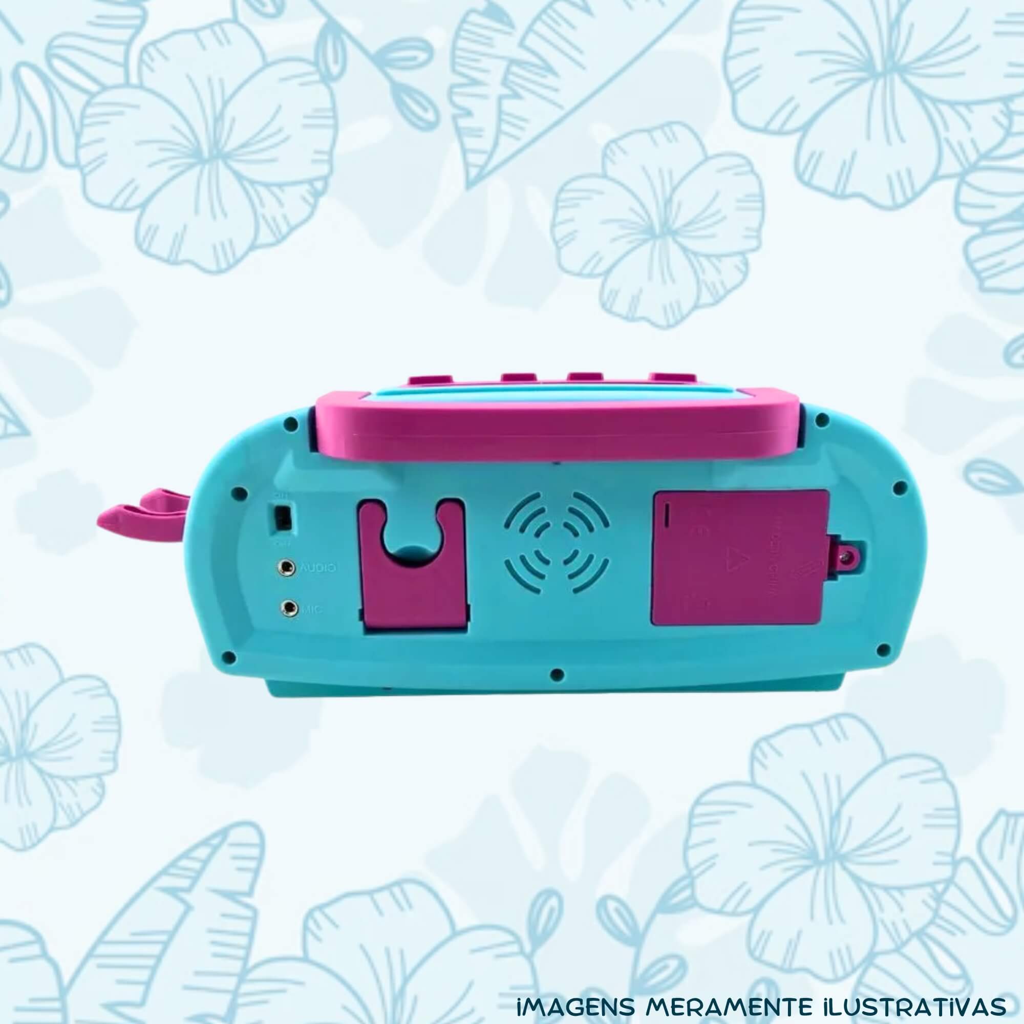COMP Kit Pelúcia Stitch Disney Hula Hula com Luz e Som 30cm + Boombox Caixa de Som Infantil Karaokê