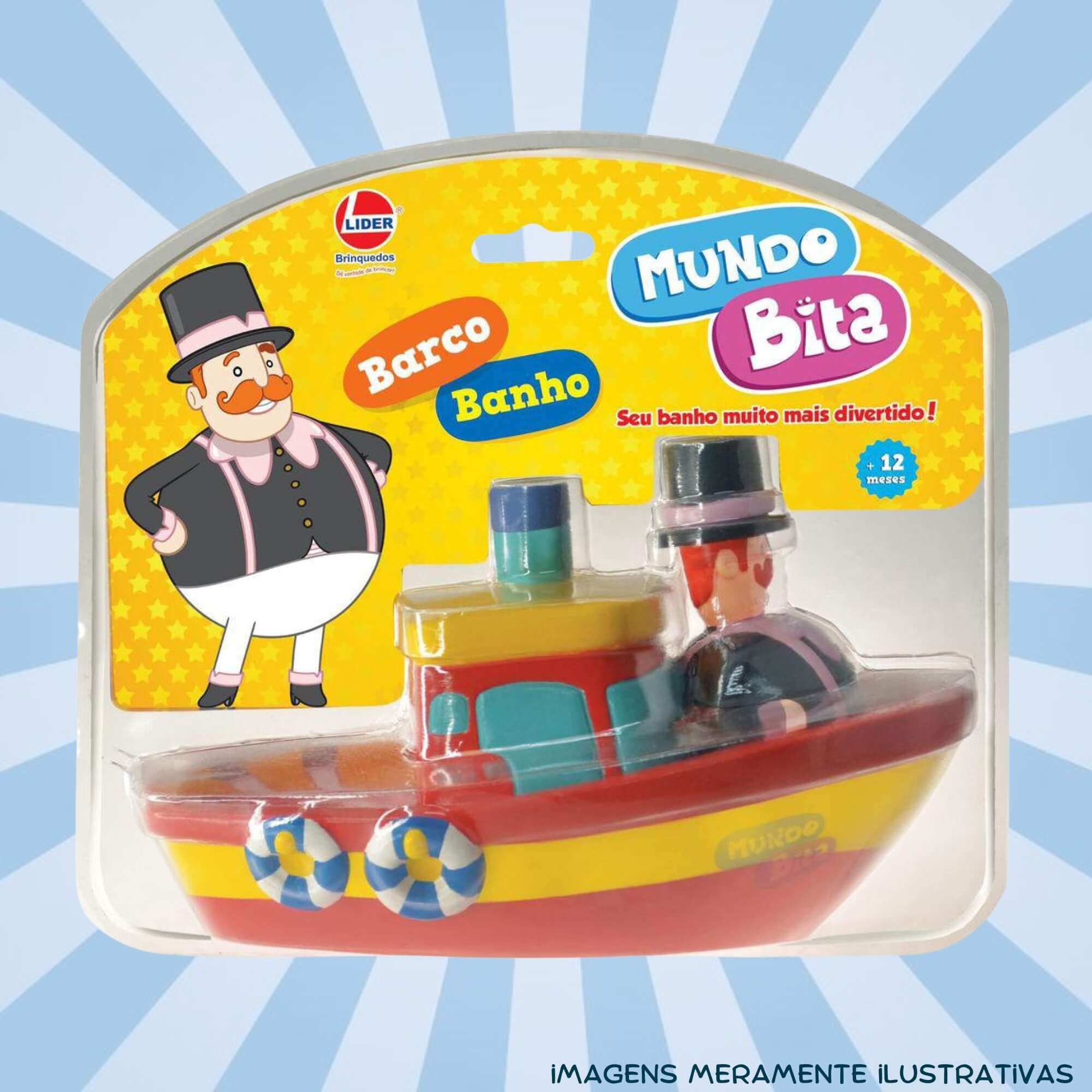 COMP Kit Brinquedo Mundo Bita 5 Dedoches Vinil Atóxico + Barco Saboneteira Banho Vinil Atóxico Líder