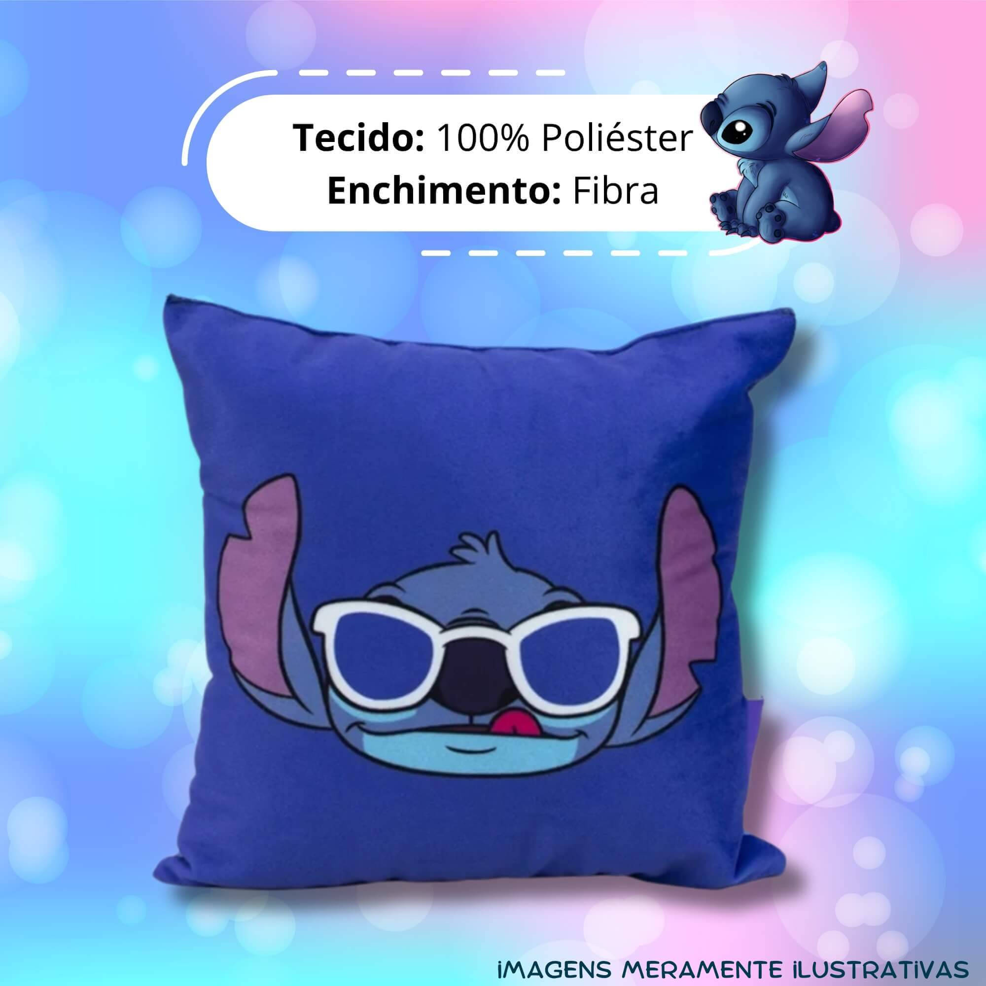 VAR Unidade Almofada Colecionável Stitch Disney Fibra Veludo 25x25cm Zona Criativa
