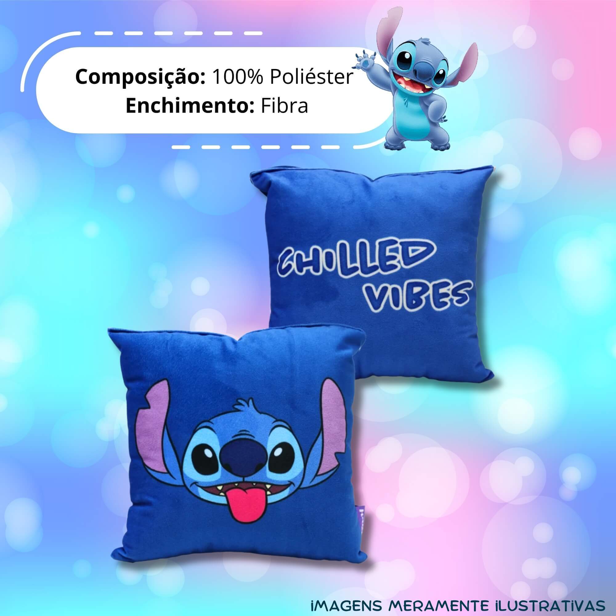 VAR Unidade Almofada Colecionável Stitch Disney Fibra Veludo 25x25cm Zona Criativa