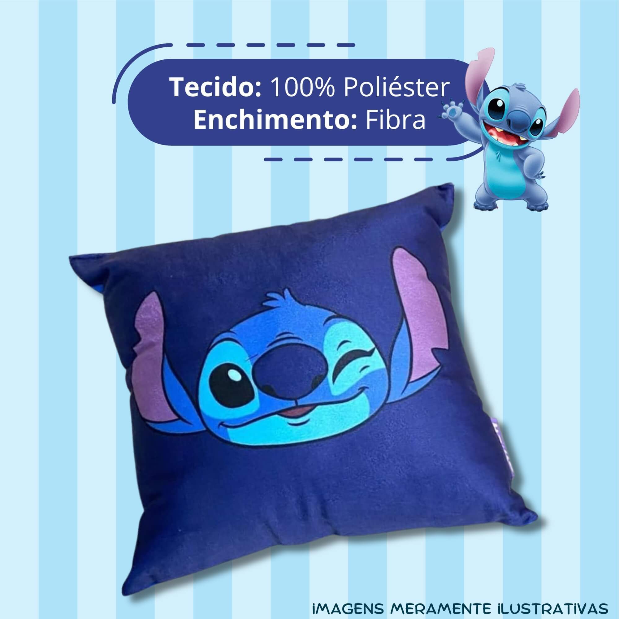 VAR Unidade Almofada Colecionável Stitch Disney Fibra Veludo 25x25cm Zona Criativa
