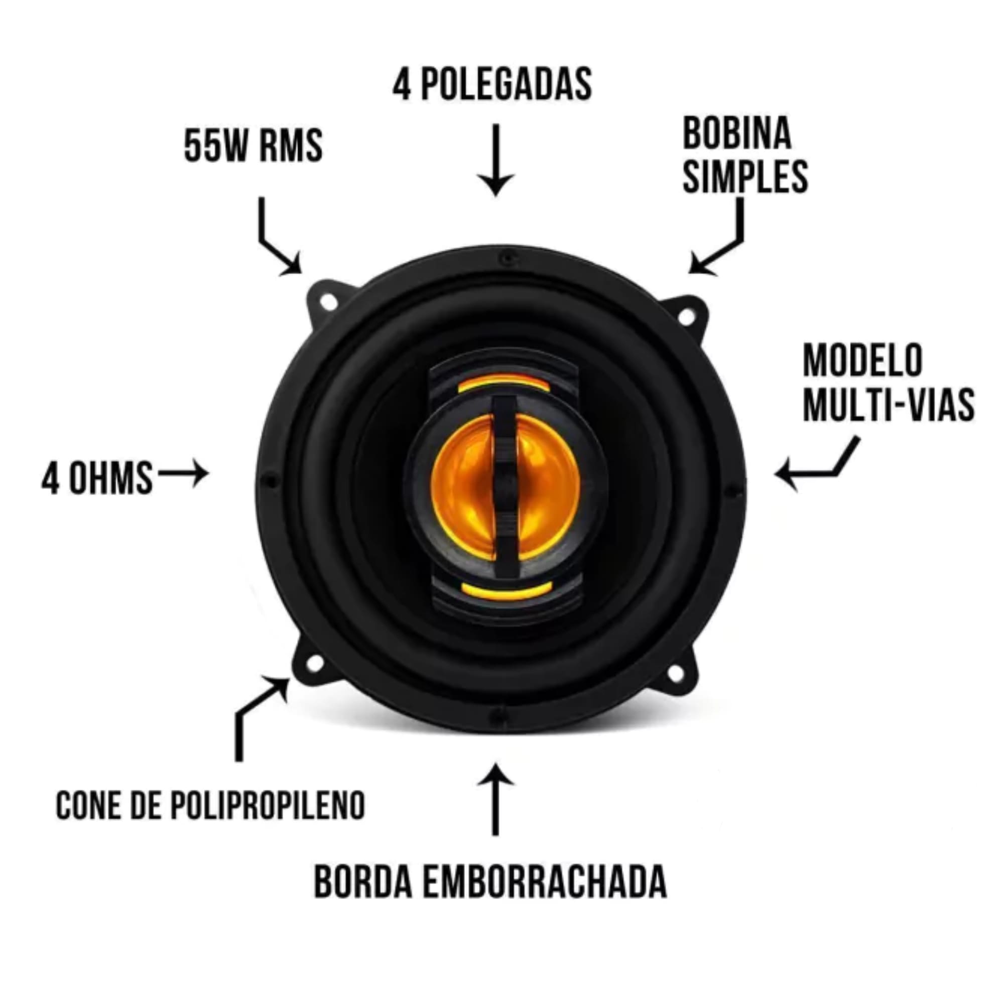 COMP Kit  10 Pares Alto Falante Leson JBA Flex 4 Polegadas 4R Preto 55 Wrms 4 Ohms Leson 2LS055040