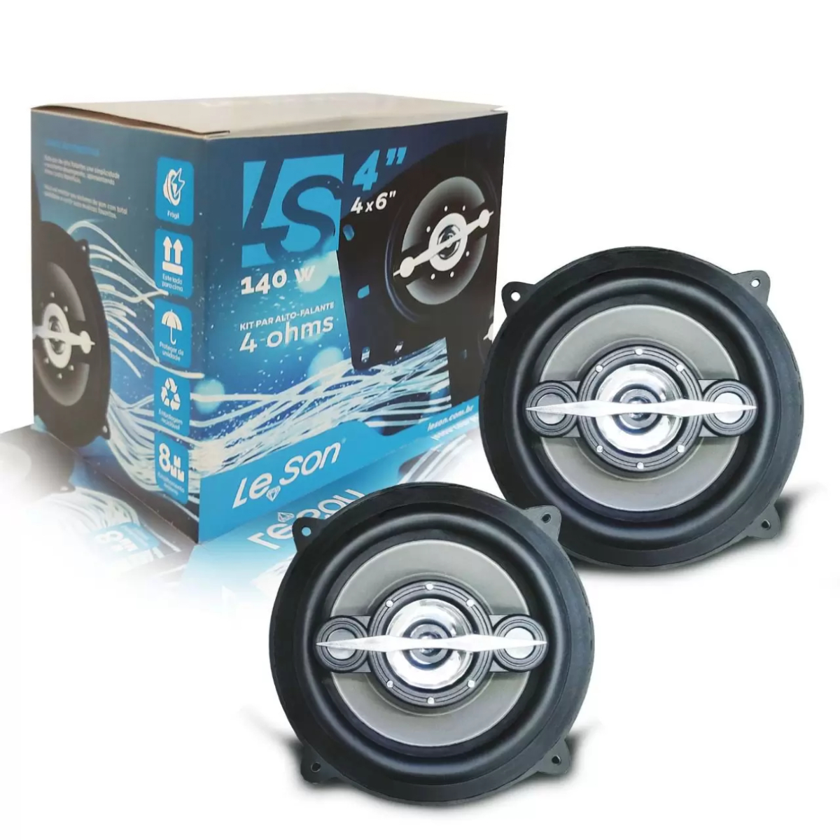 Kit 5 Pares Alto Falantes Automotivo LS4 4 Pol Quadriaxial 70 WRMS Cada Alto Falante Leson - 2LS070040