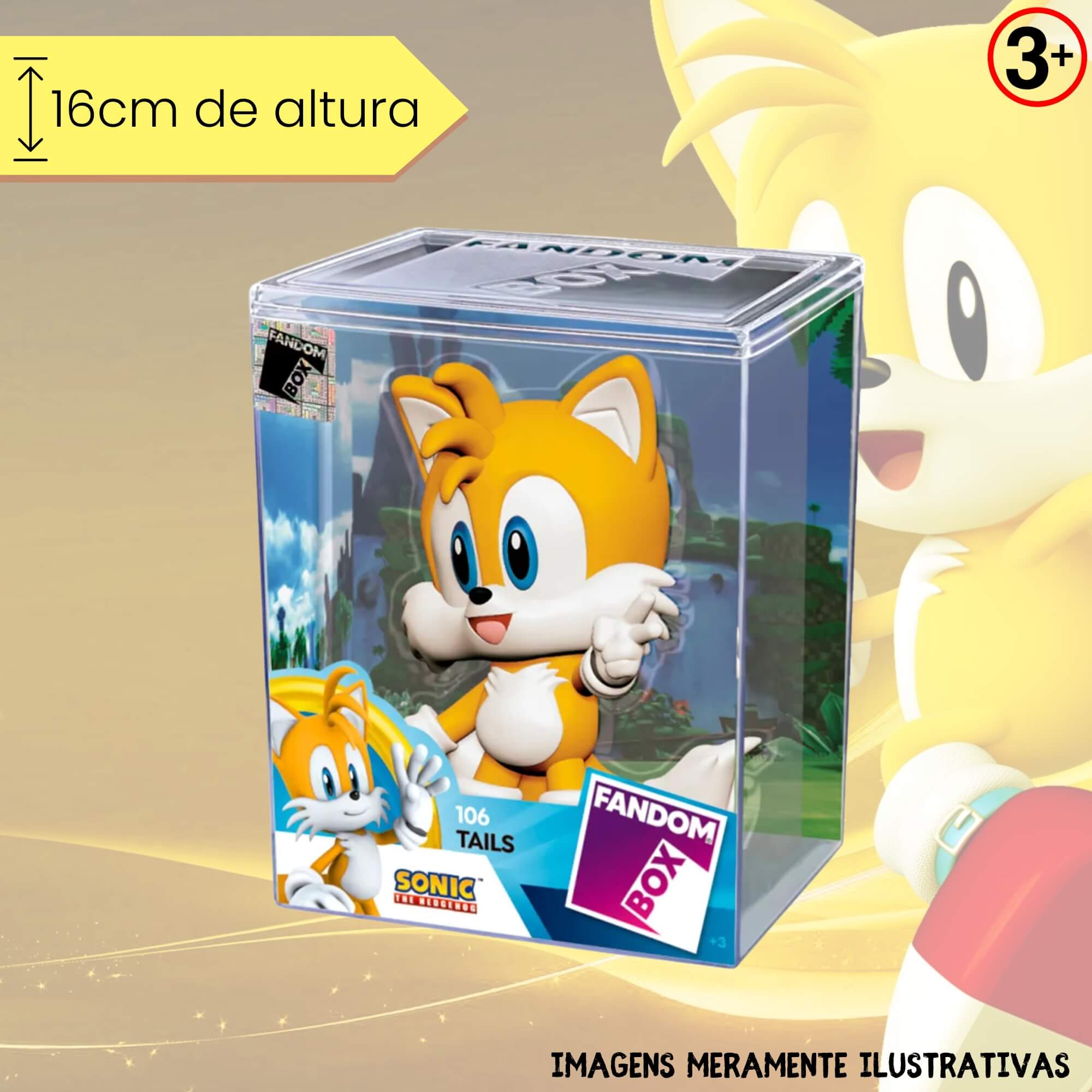VAR Unidade Fandom Box Turma do Sonic 16cm Boneco Miniatura Colecionável Vinil Atoxico Lider Personagem:Tails