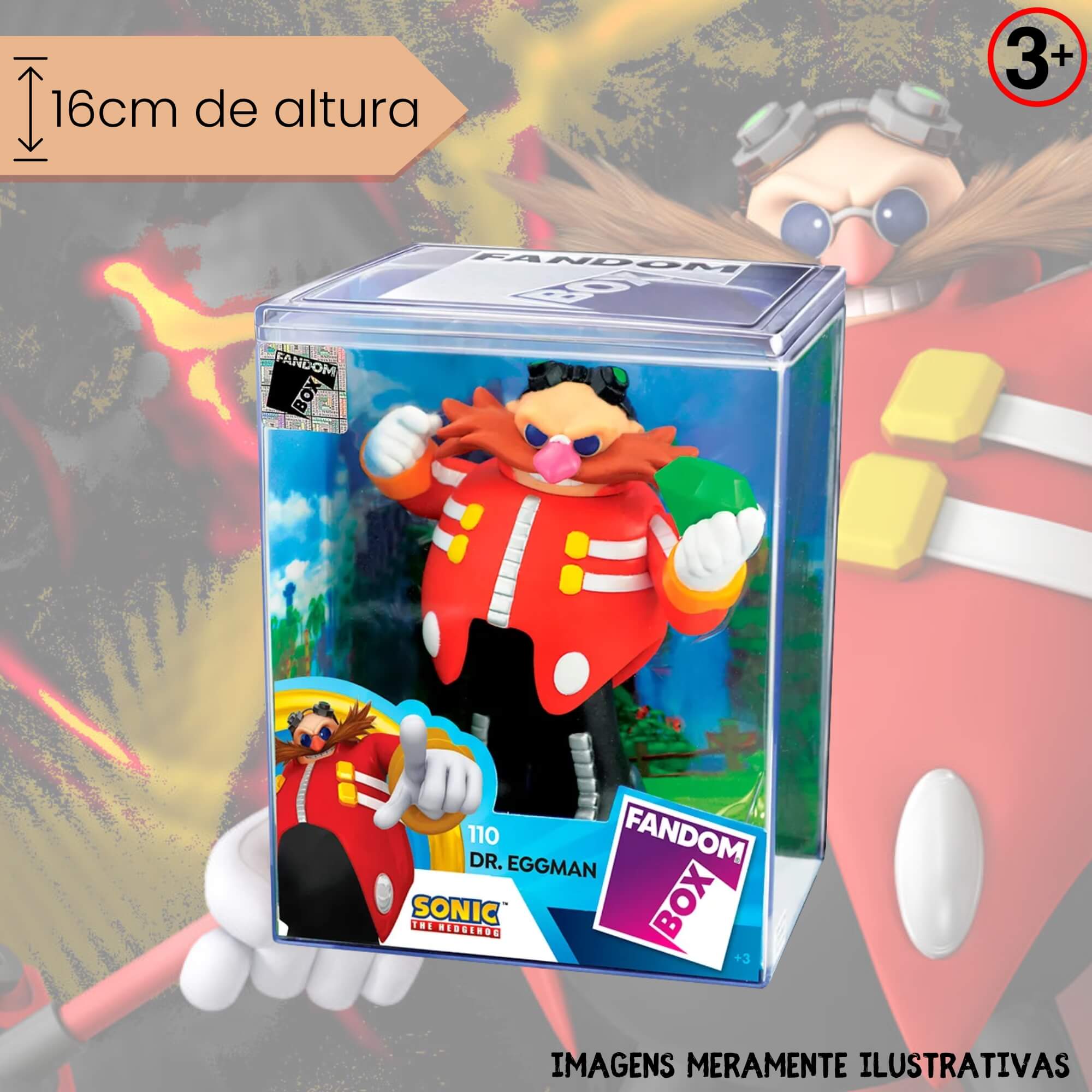 VAR Unidade Fandom Box Turma do Sonic 16cm Boneco Miniatura Colecionável Vinil Atoxico Lider Personagem:Dr Eggman