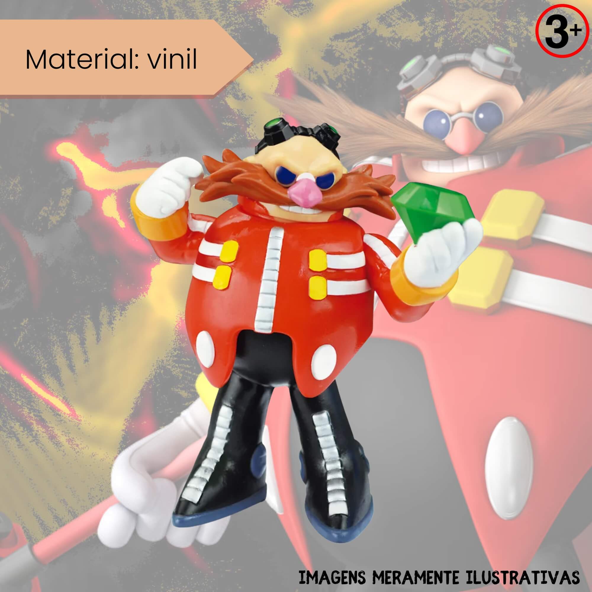 VAR Unidade Fandom Box Turma do Sonic 16cm Boneco Miniatura Colecionável Vinil Atoxico Lider Personagem:Dr Eggman