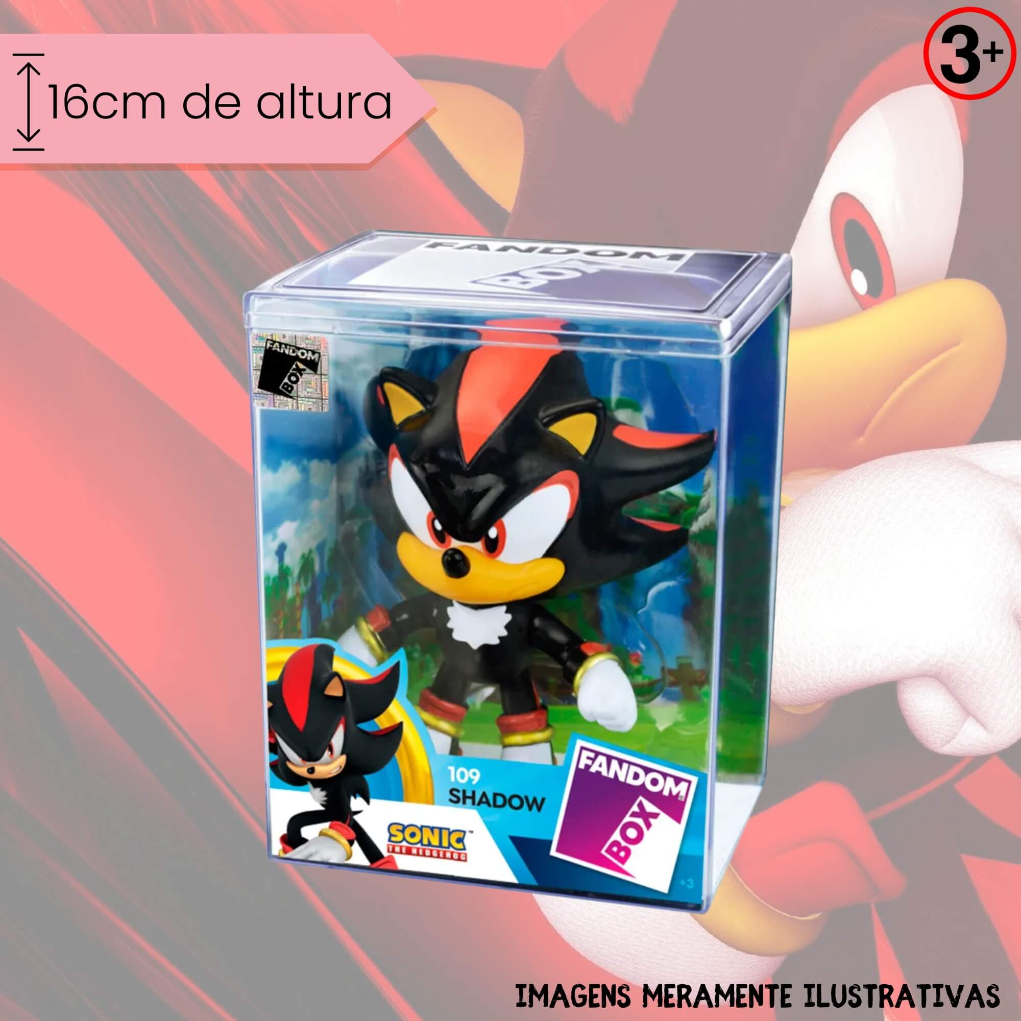 VAR Unidade Fandom Box Turma do Sonic 16cm Boneco Miniatura Colecionável Vinil Atoxico Lider Personagem:Shadow