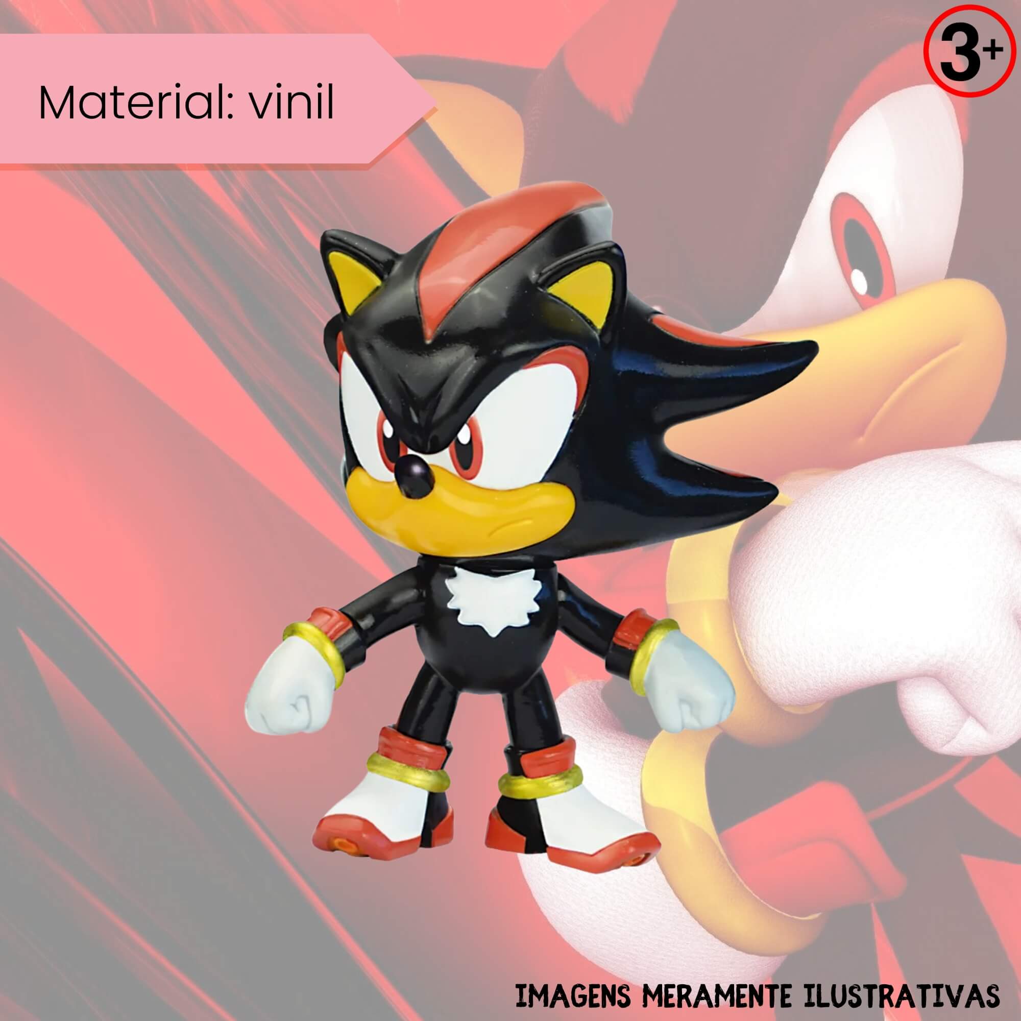 VAR Unidade Fandom Box Turma do Sonic 16cm Boneco Miniatura Colecionável Vinil Atoxico Lider Personagem:Shadow