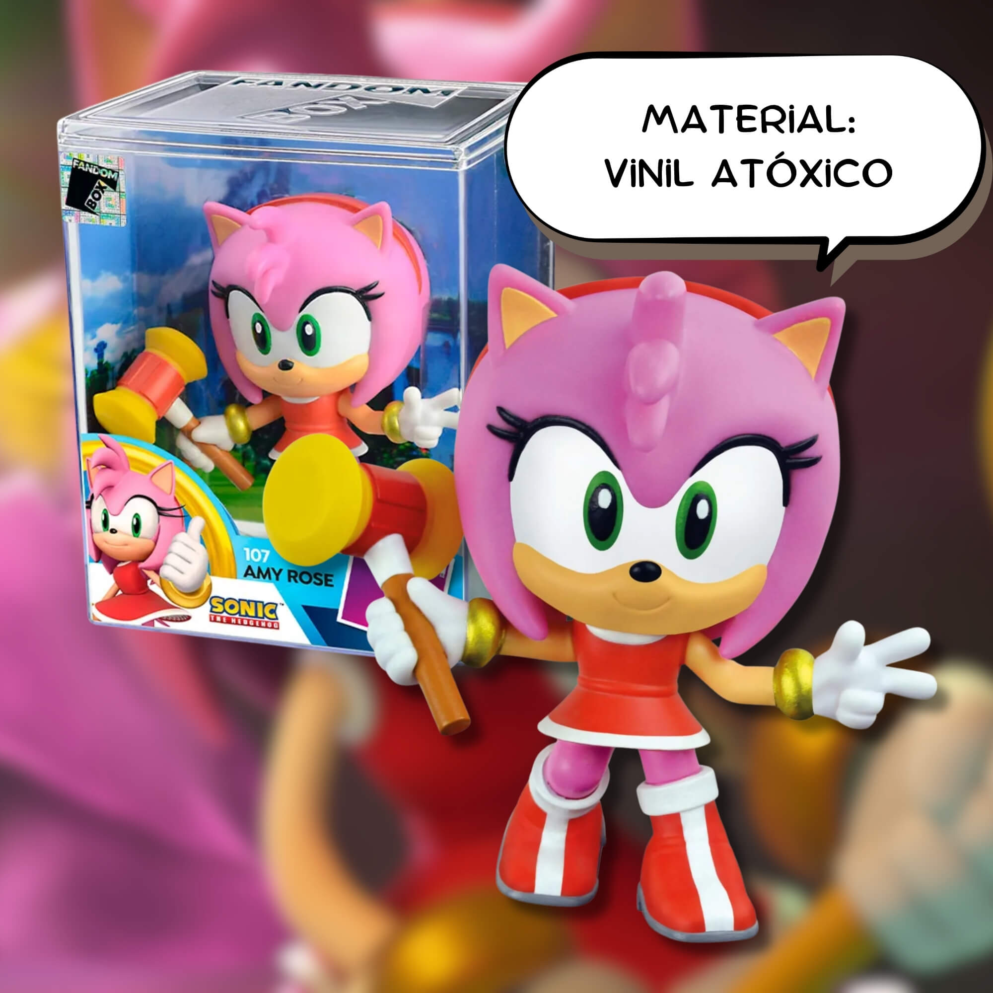 VAR Unidade Fandom Box Turma do Sonic 16cm Boneco Miniatura Colecionável Vinil Atoxico Lider Personagem:Amy Rose