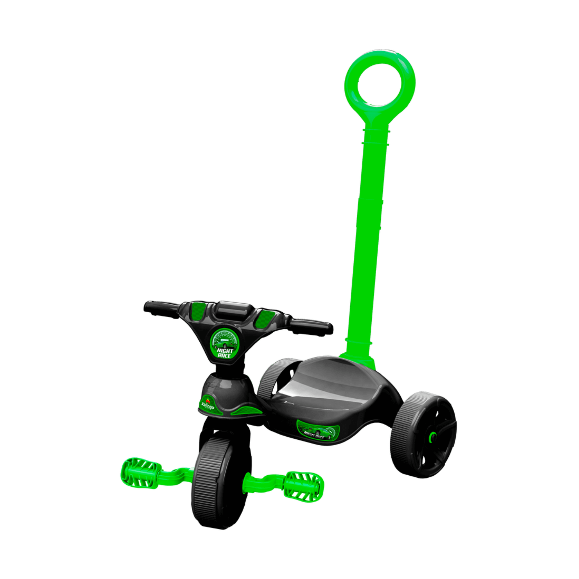 Triciclo Infantil Black Racer Green com Empurrador Xalingo - 0746.8