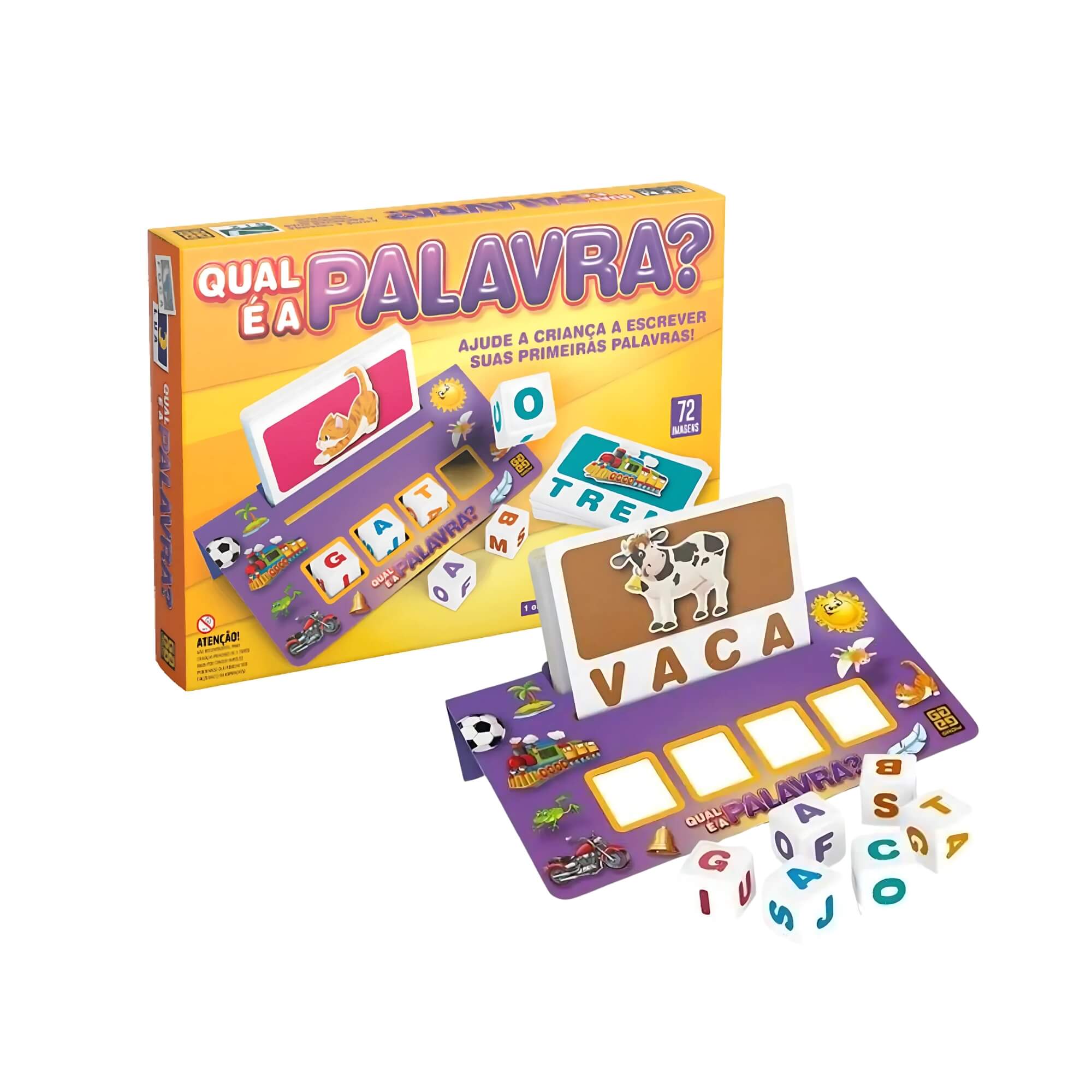 Jogo Infantil Qual é a Palavra? 72 Imagens Brinquedo Educativo Alfabetização +5 Anos Grow - 03952