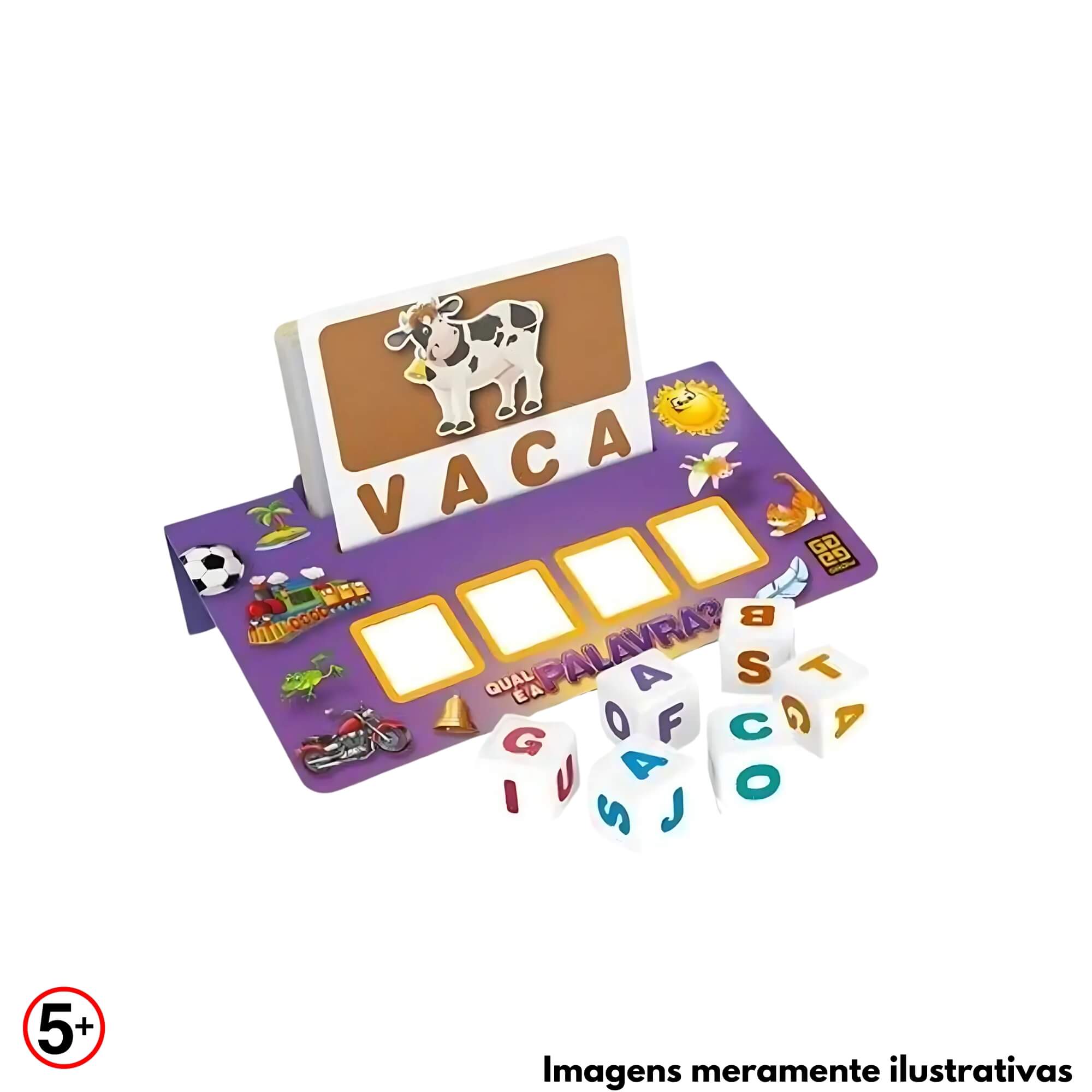 Jogo Infantil Qual é a Palavra? 72 Imagens Brinquedo Educativo Alfabetização +5 Anos Grow - 03952