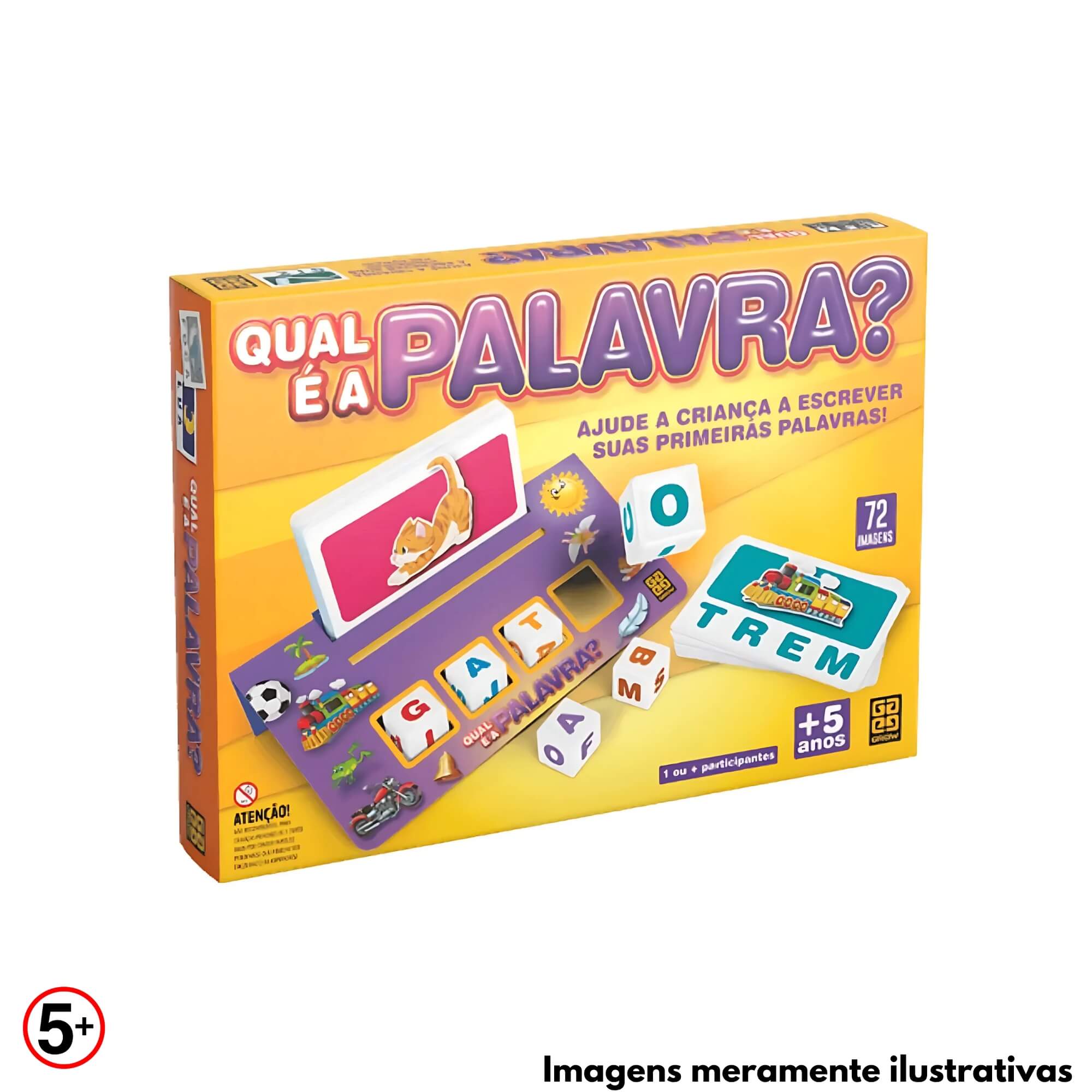 Jogo Infantil Qual é a Palavra? 72 Imagens Brinquedo Educativo Alfabetização +5 Anos Grow - 03952