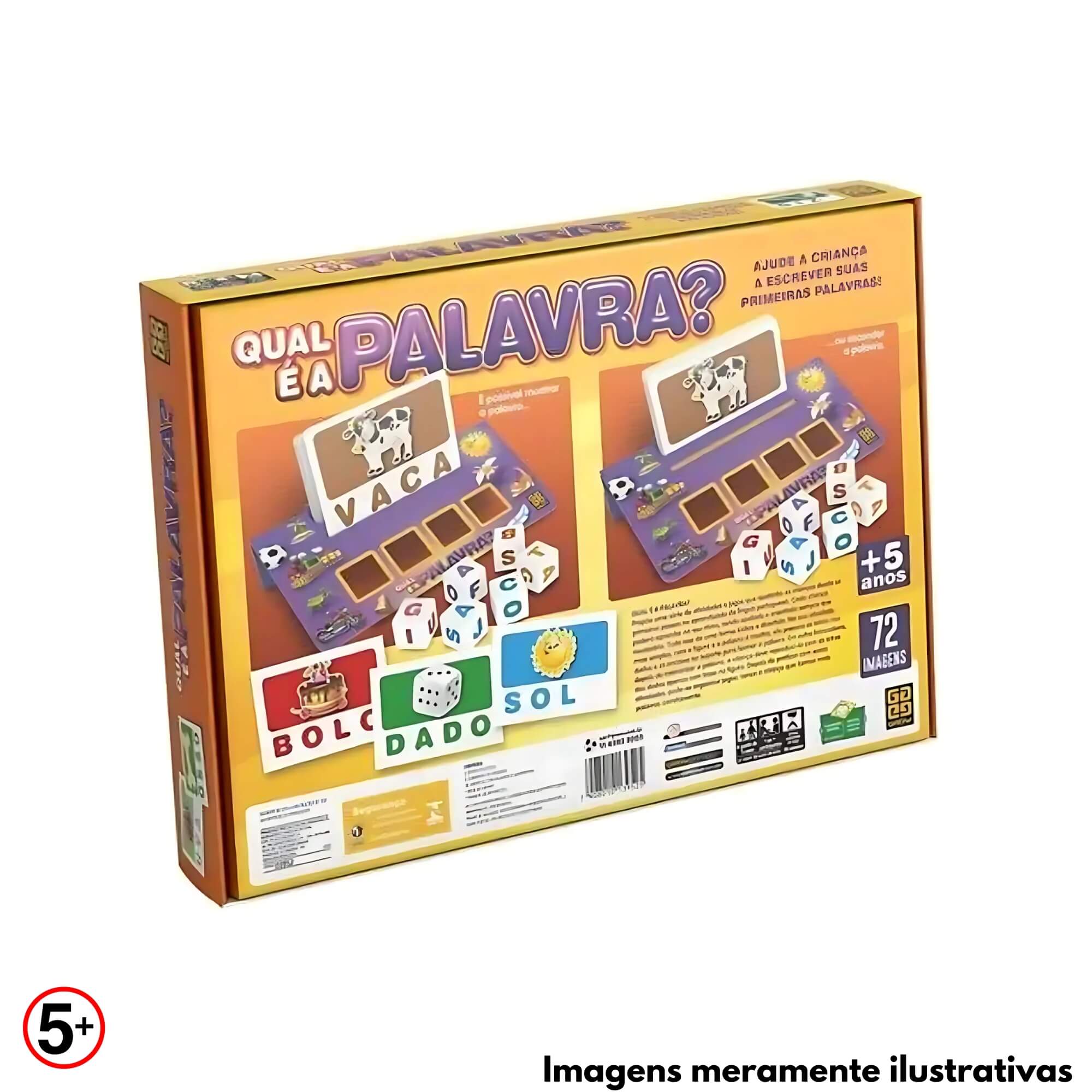 Jogo Infantil Qual é a Palavra? 72 Imagens Brinquedo Educativo Alfabetização +5 Anos Grow - 03952