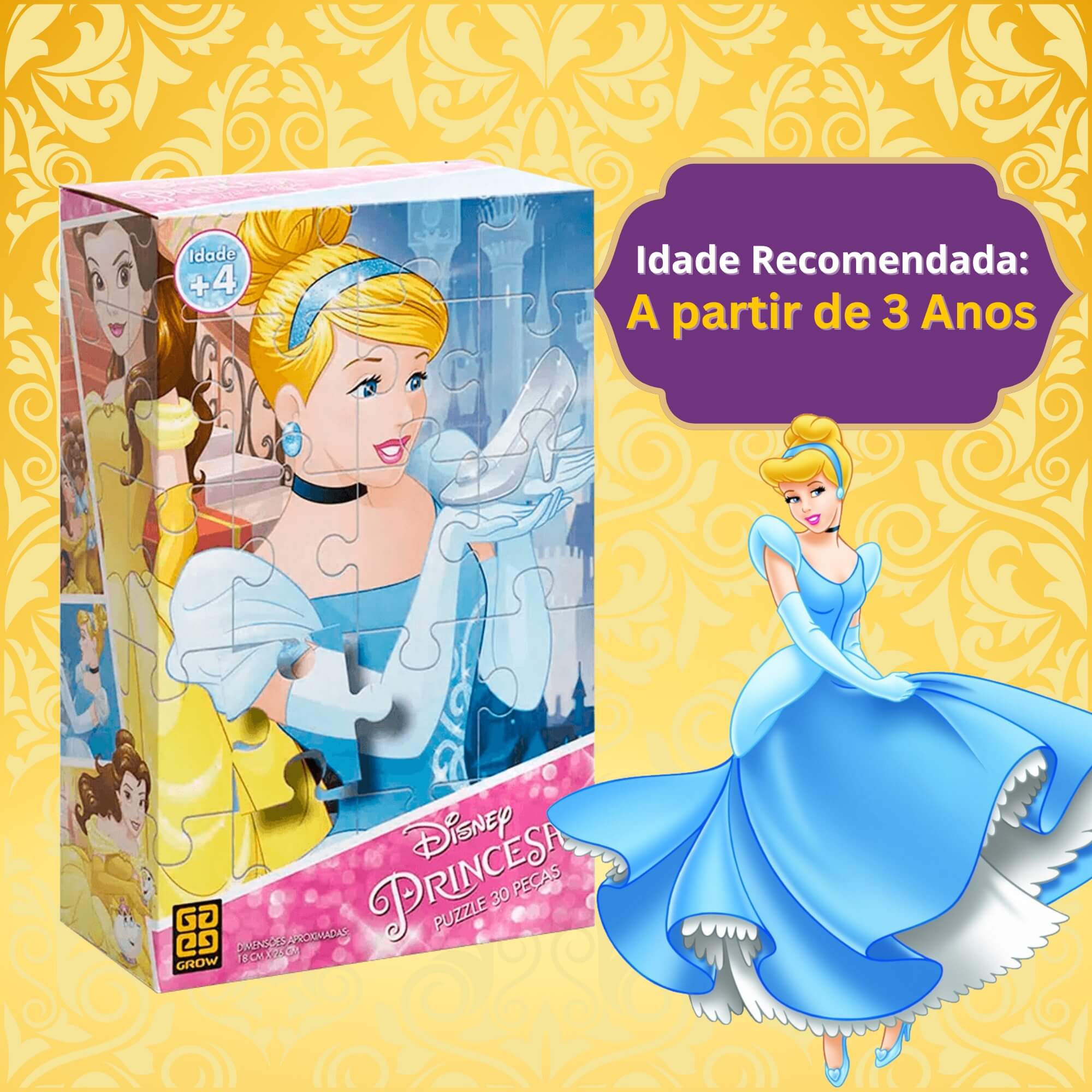 Quebra-Cabeça Infantil Princesas 30 Peças Grow - 02372