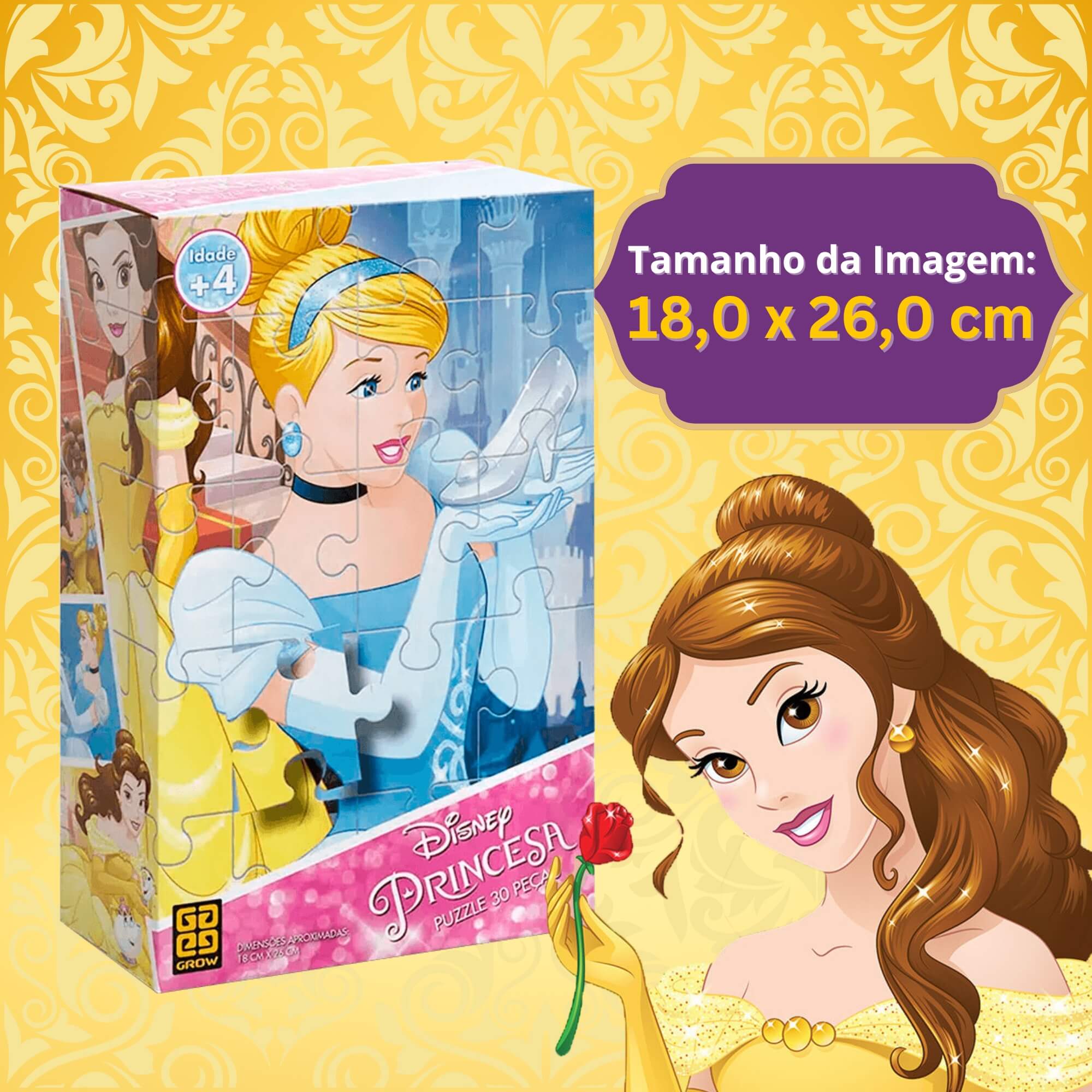 Quebra-Cabeça Infantil Princesas 30 Peças Grow - 02372