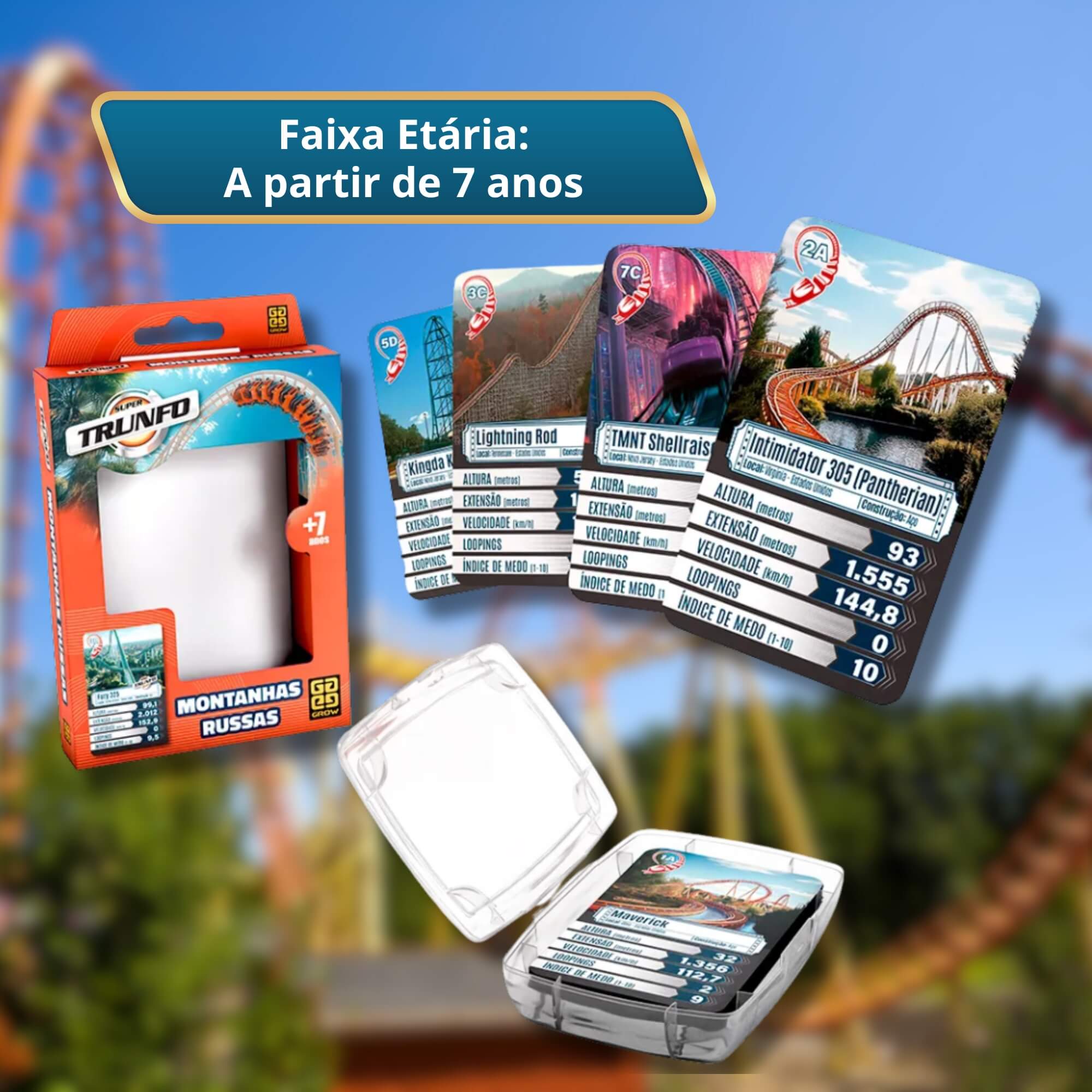 Brinquedo Infantil Jogo de Cartas Super Trunfo Montanhas Russas Grow - 04819