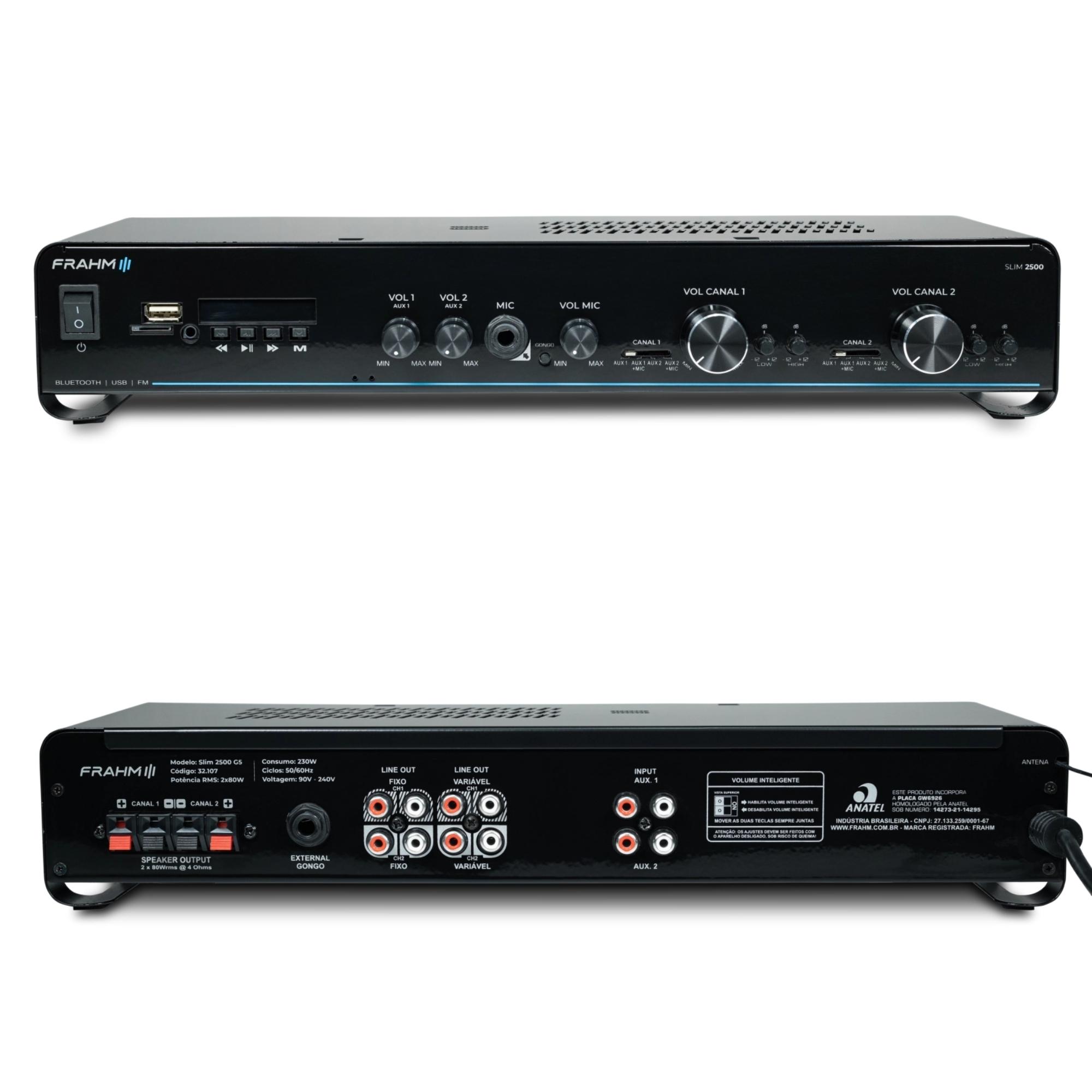 COMP Conjunto Frahm 2500 P/ Som Ambiente Lojas + 8 Caixas Cor Preto/preto Potência De Saída Rms 160 W