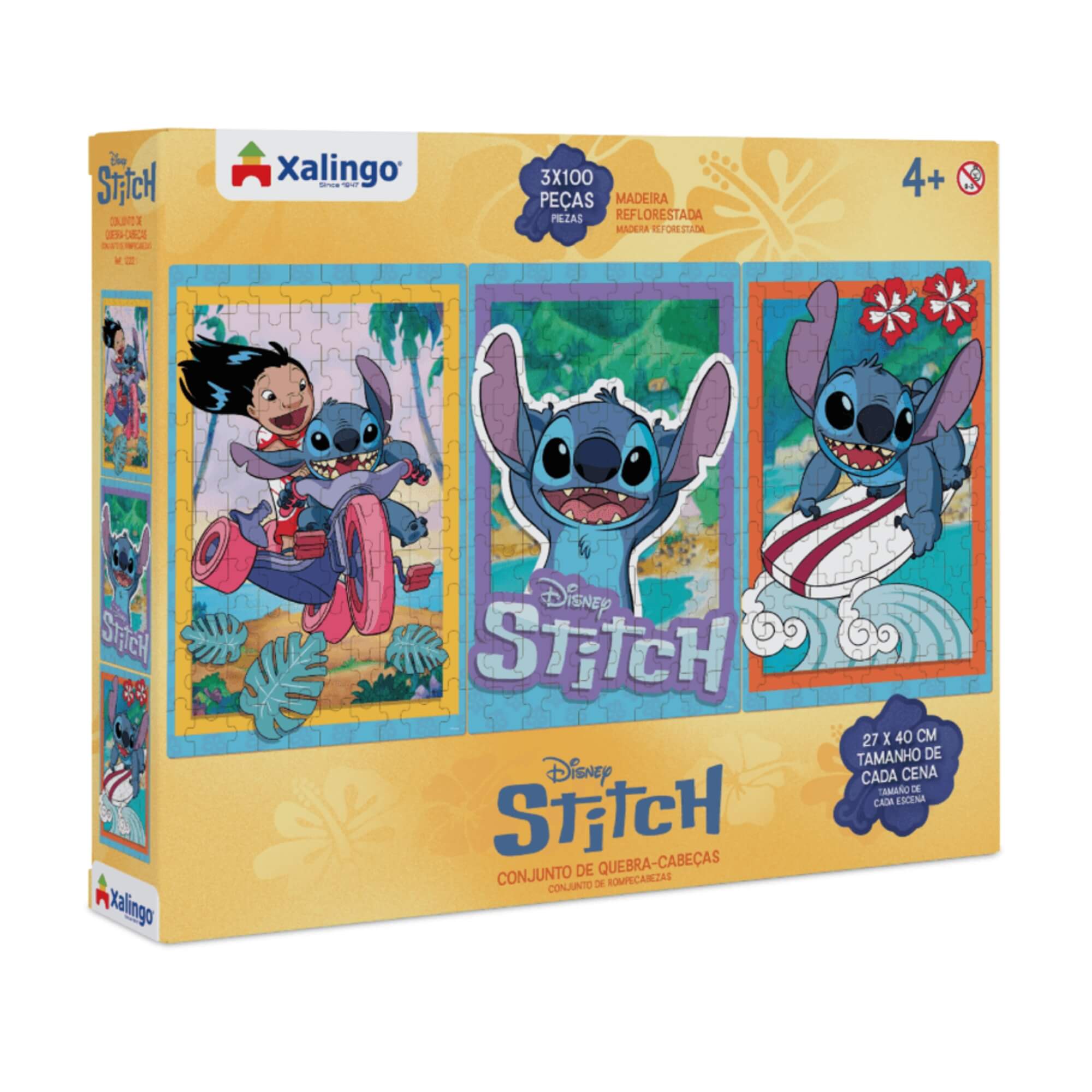 Quebra-Cabeça Infantil Stitch - 3 Cenas 300 Peças Xalingo - 12221