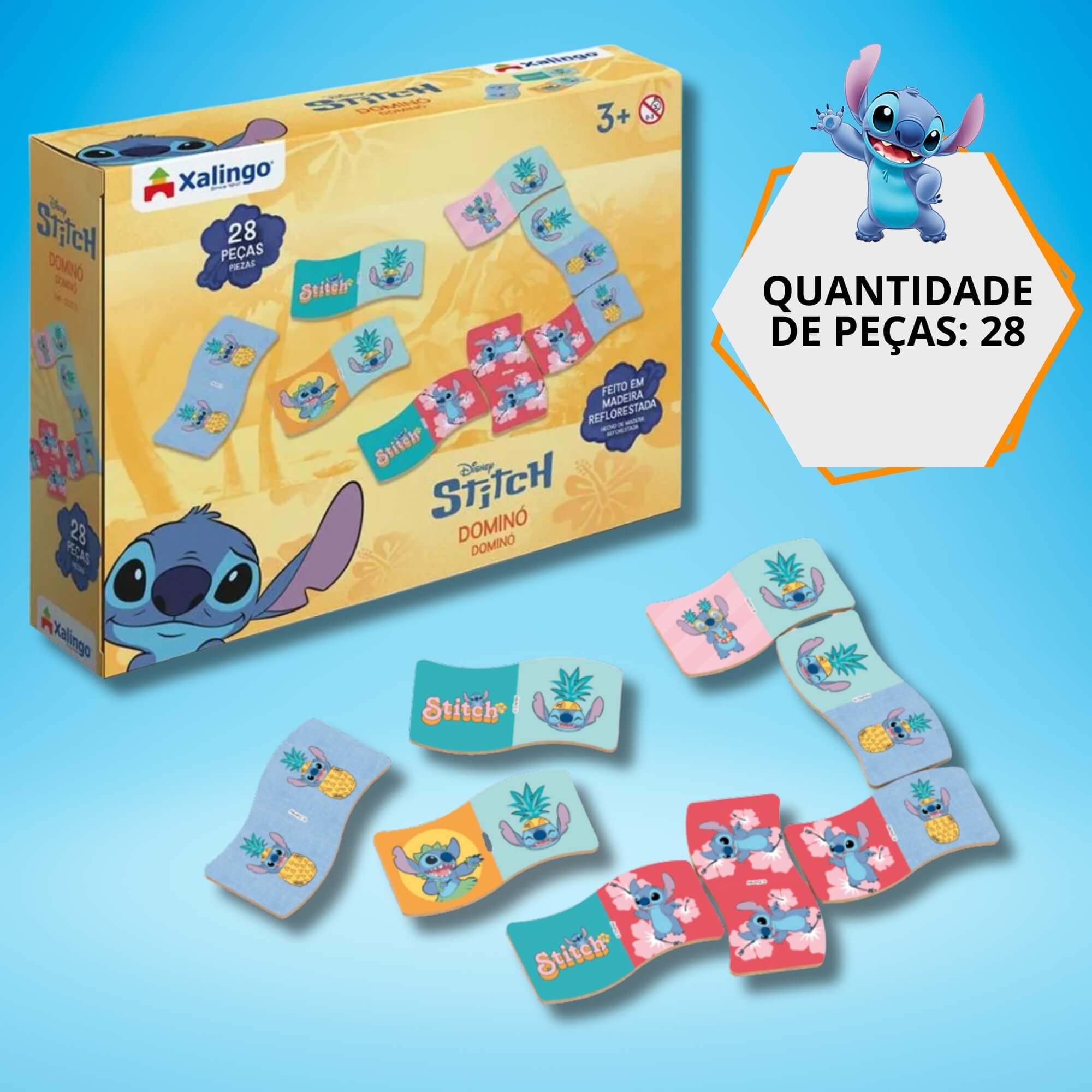Jogo Infantil Dominó Stitch 28 Peças Xalingo - 12232