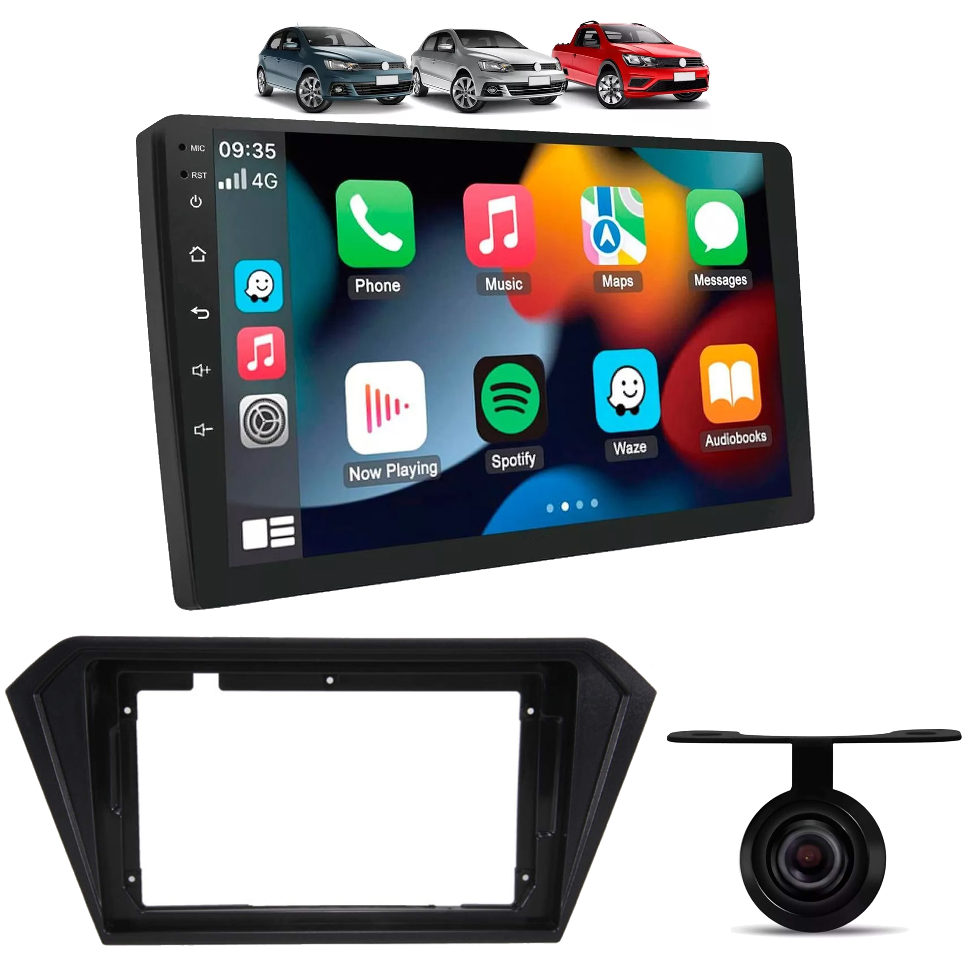 COMP Central Multimidia SLIM 9" QLED Android 2+64GB Espelhamento Carplay e Android Auto H-Tech HT-9230CA