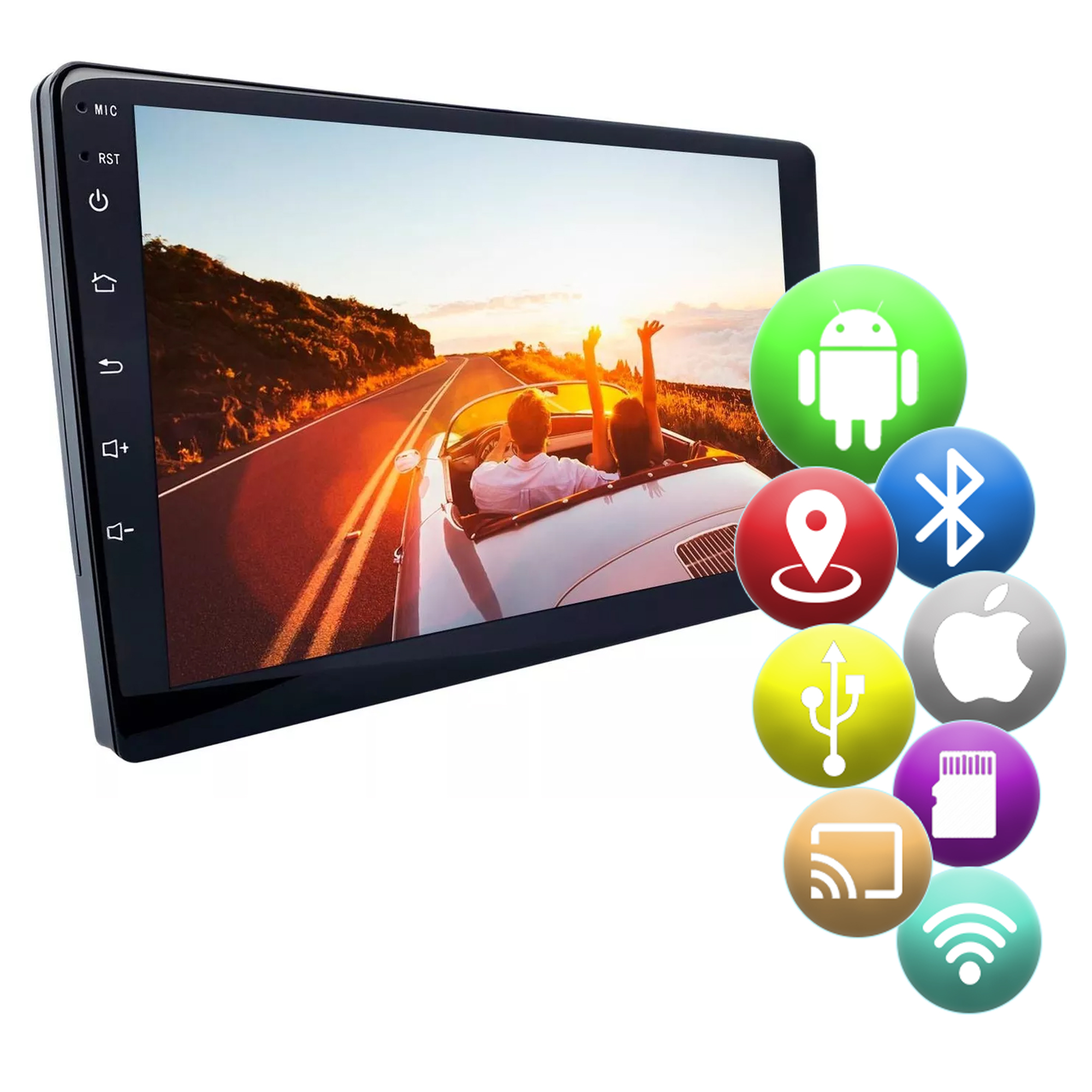 COMP Central Multimidia SLIM 9" QLED Android 2+64GB Espelhamento Carplay e Android Auto H-Tech HT-9230CA