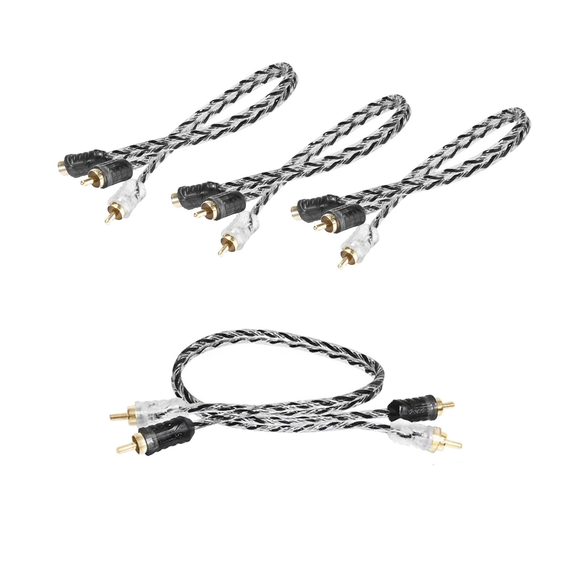 COMP Kit Cabos Rca Taramps 1x 1 Metro + 3x Cabo Y 1fêmea e 2 machos Injetado Blindado