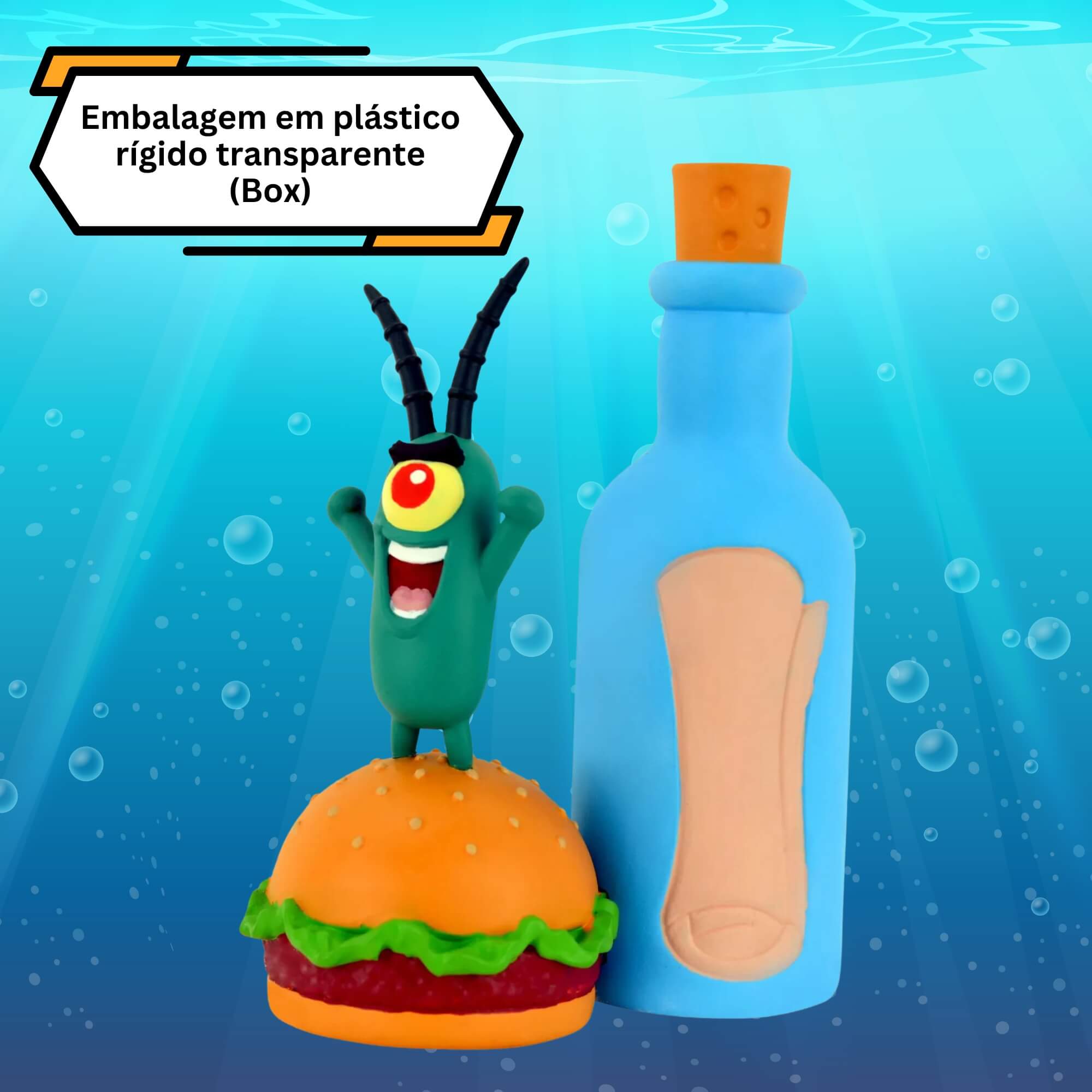 VAR Unidade Fandom Box Turma do Bob Esponja Boneco 11cm Miniatura Colecionável Material Vinil Líder Personagem:Plankton