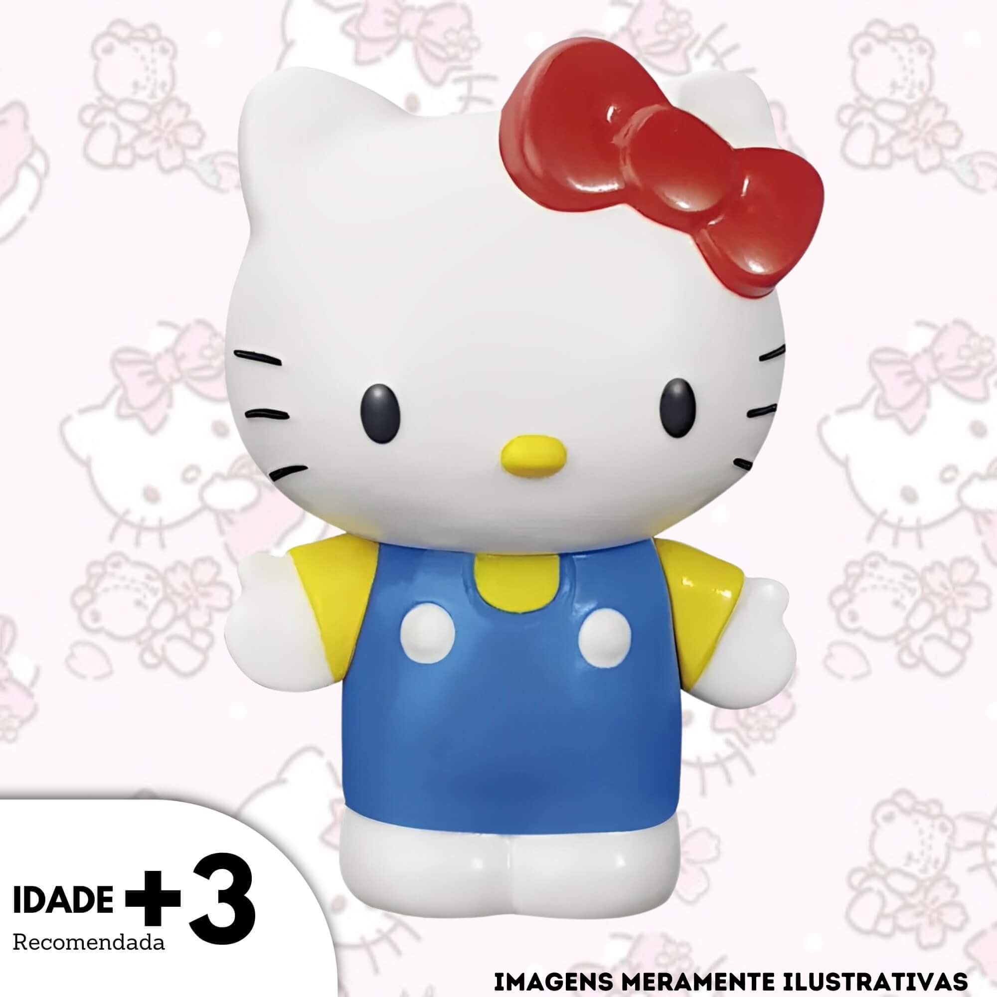 COMP Kit 3 Fandom Box Hello Kitty Boneco 11cm Miniatura Colecionável Material Vinil Líder