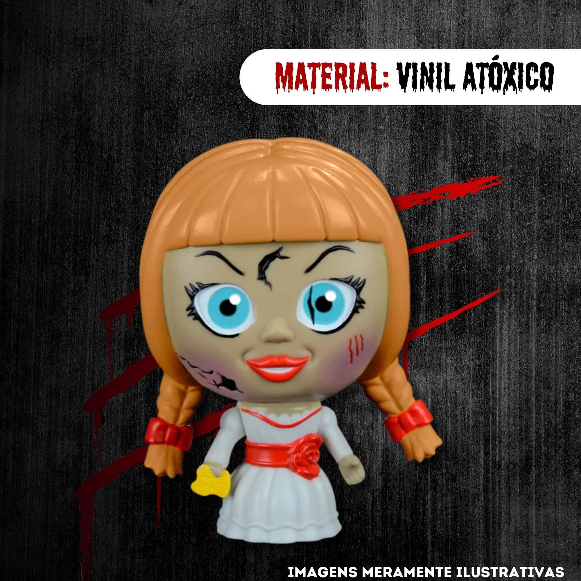 COMP Kit Fandom Box Annabelle + Chucky Boneco 11cm Miniatura Colecionável Vinil Atóxico Lider