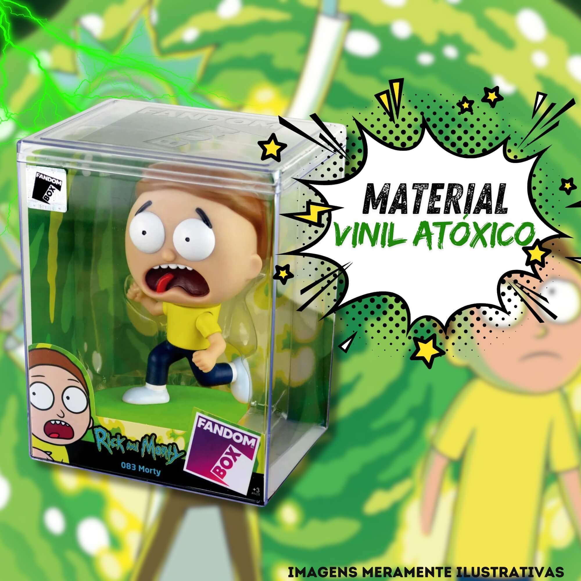 COMP Kit Fandom Box Rick e Morty Boneco 11cm Miniatura Colecionável Material Vinil Atóxico Lider