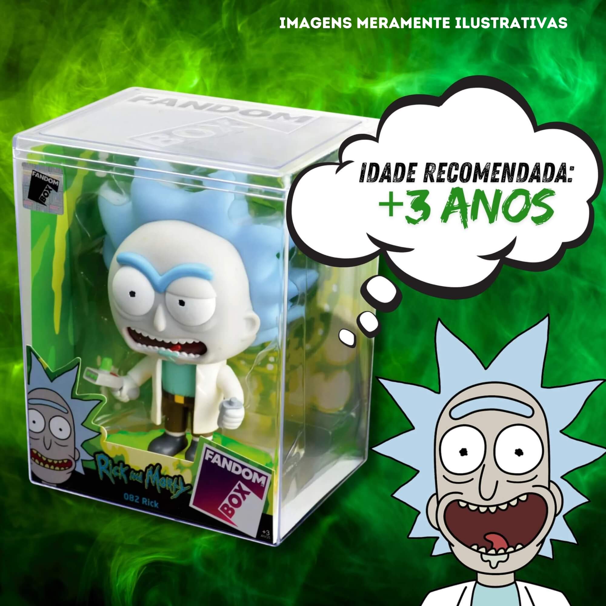 COMP Kit Fandom Box Rick e Morty Boneco 11cm Miniatura Colecionável Material Vinil Atóxico Lider
