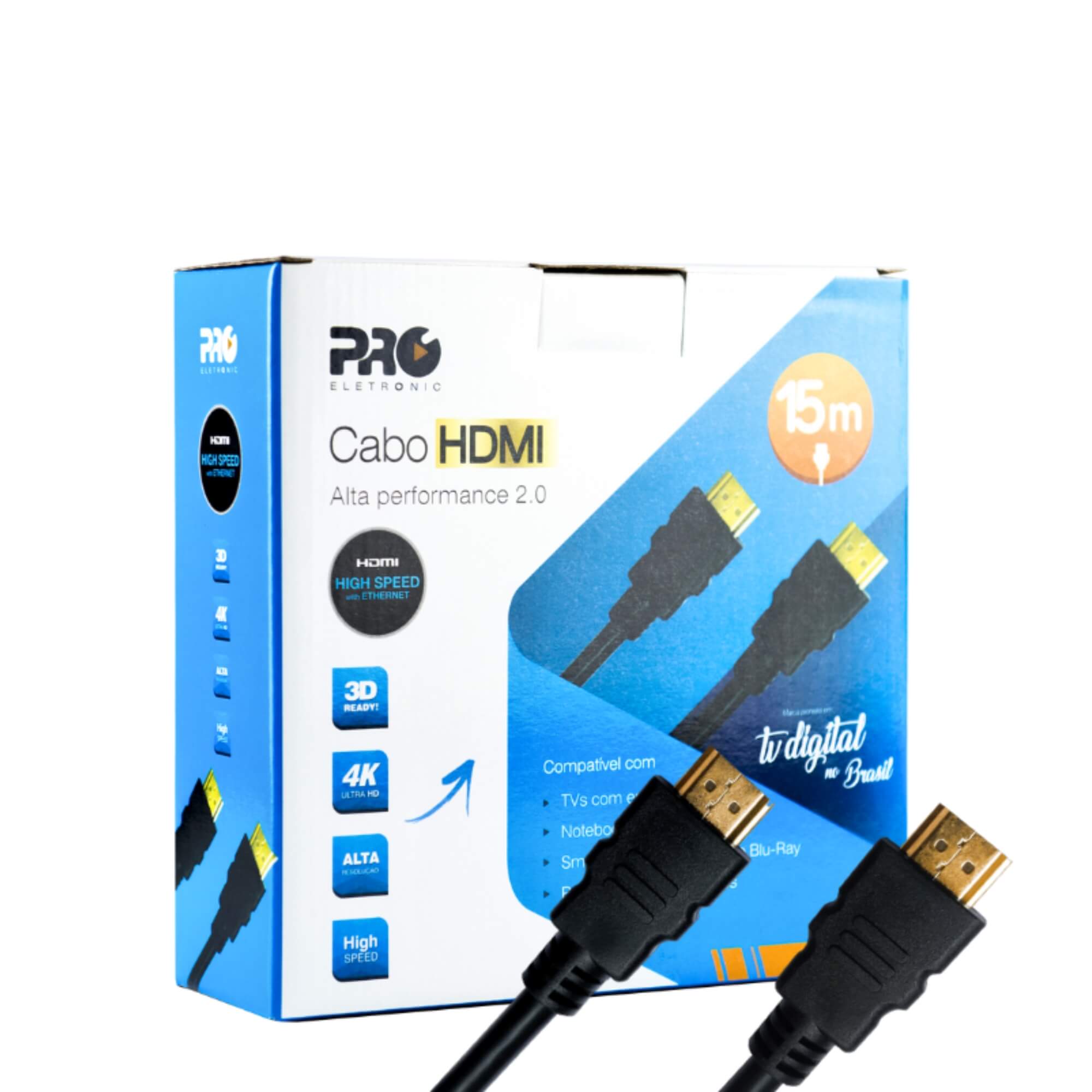 Cabo HDMI 4K UltraHD 3D Versão 2.0 15M Pro Eletronic - CAHD-2000/15