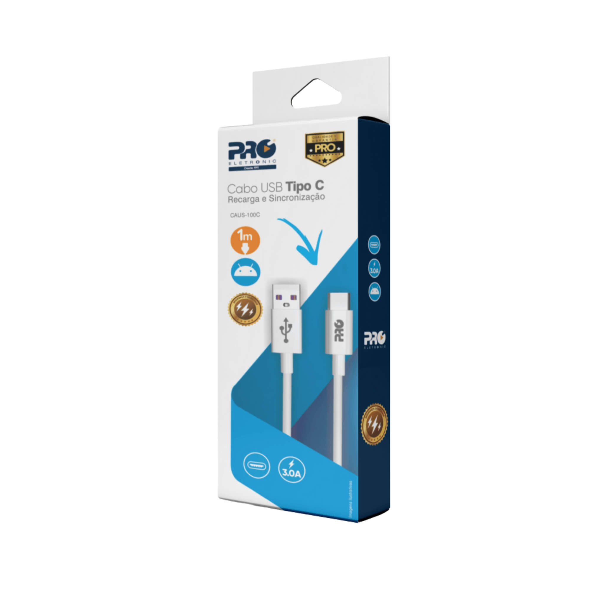 Cabo USB para USB tipo C 1 Metro Pro Eletronic - CAUSB-100C
