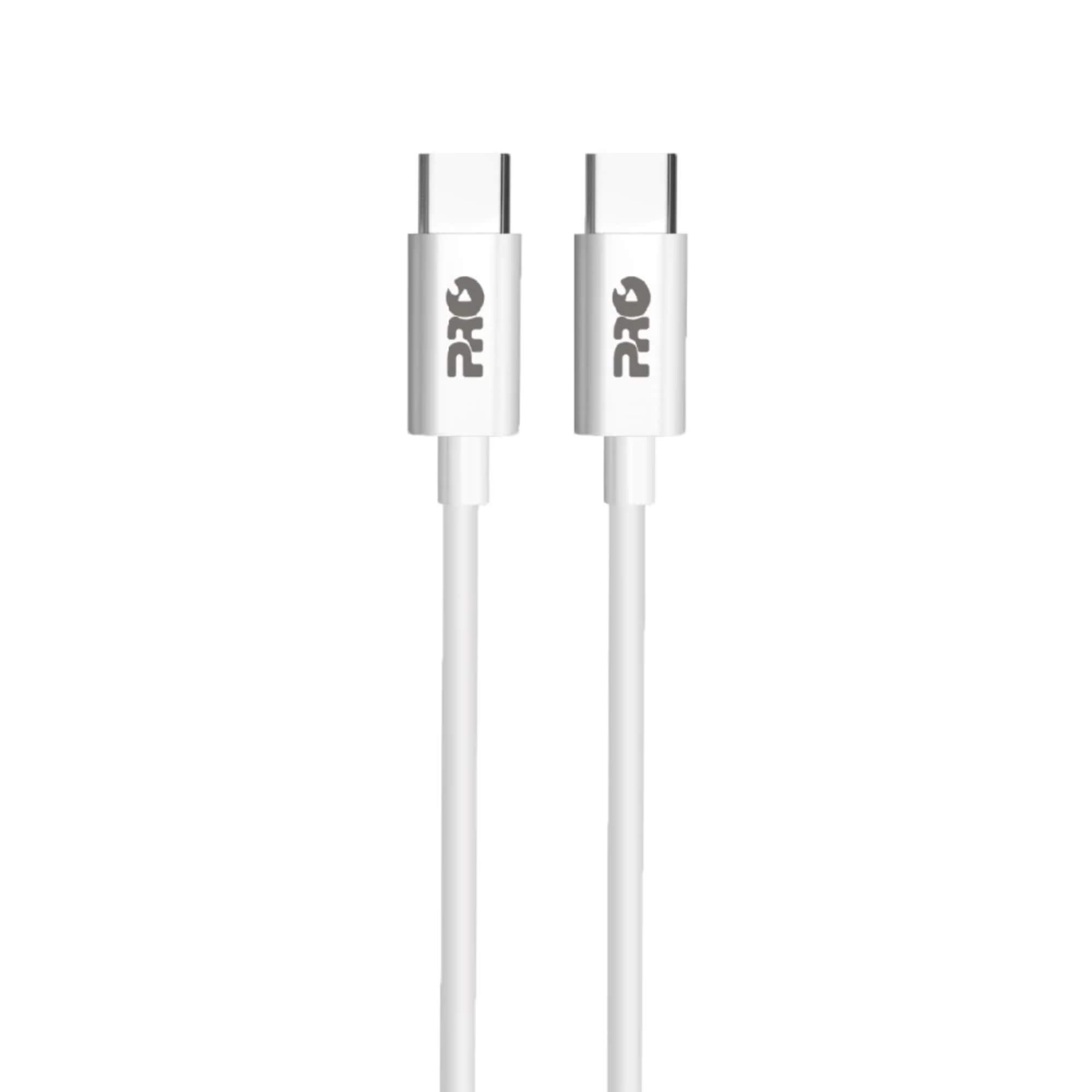 Cabo USB-C para USB-C 1 Metro cor Branco Pro Eletronic - CAUSB-100CC