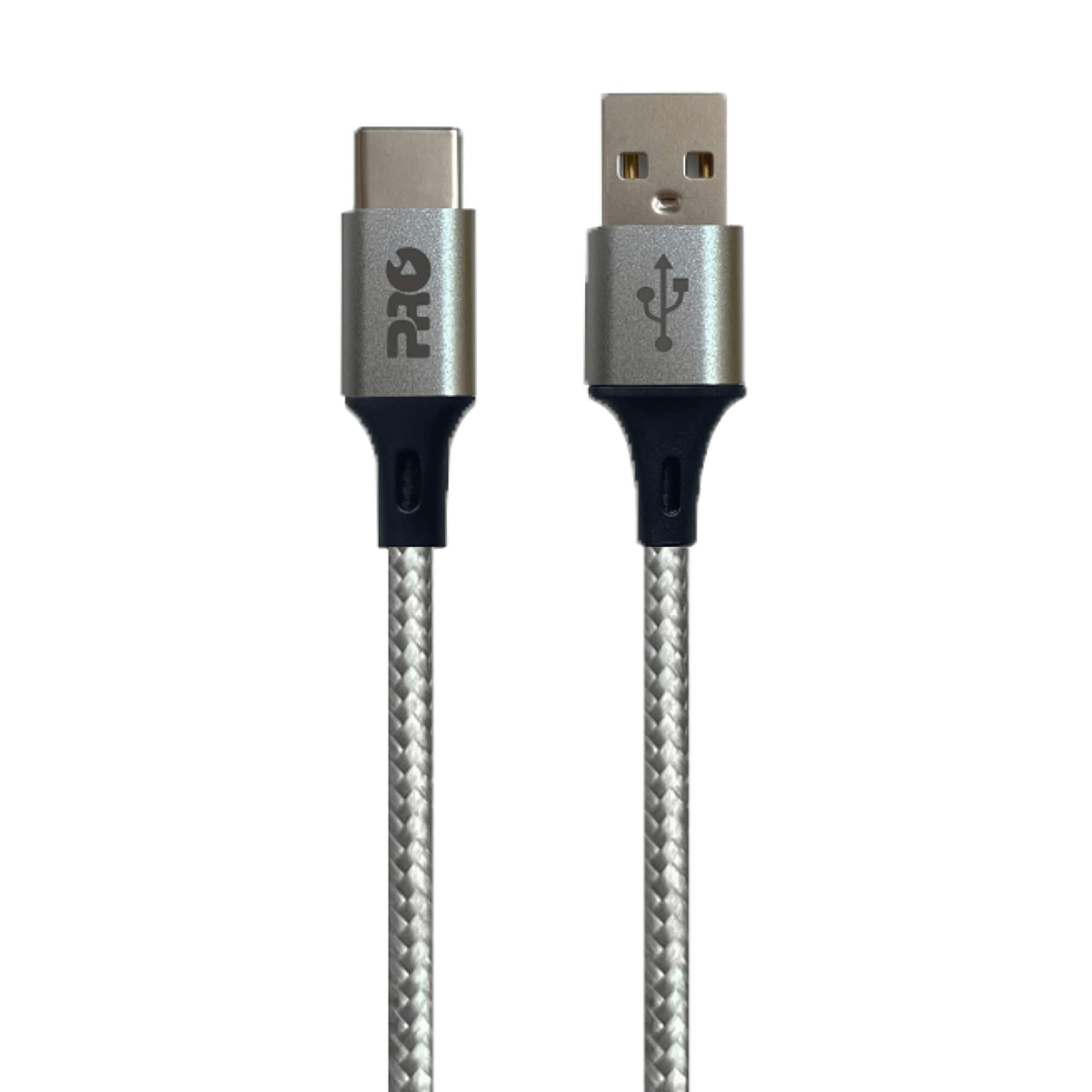 Cabo USB-A + USB-C 1.5 Metros Nylon Trançado Cinza Pro Eletronic - CAUSB-150C
