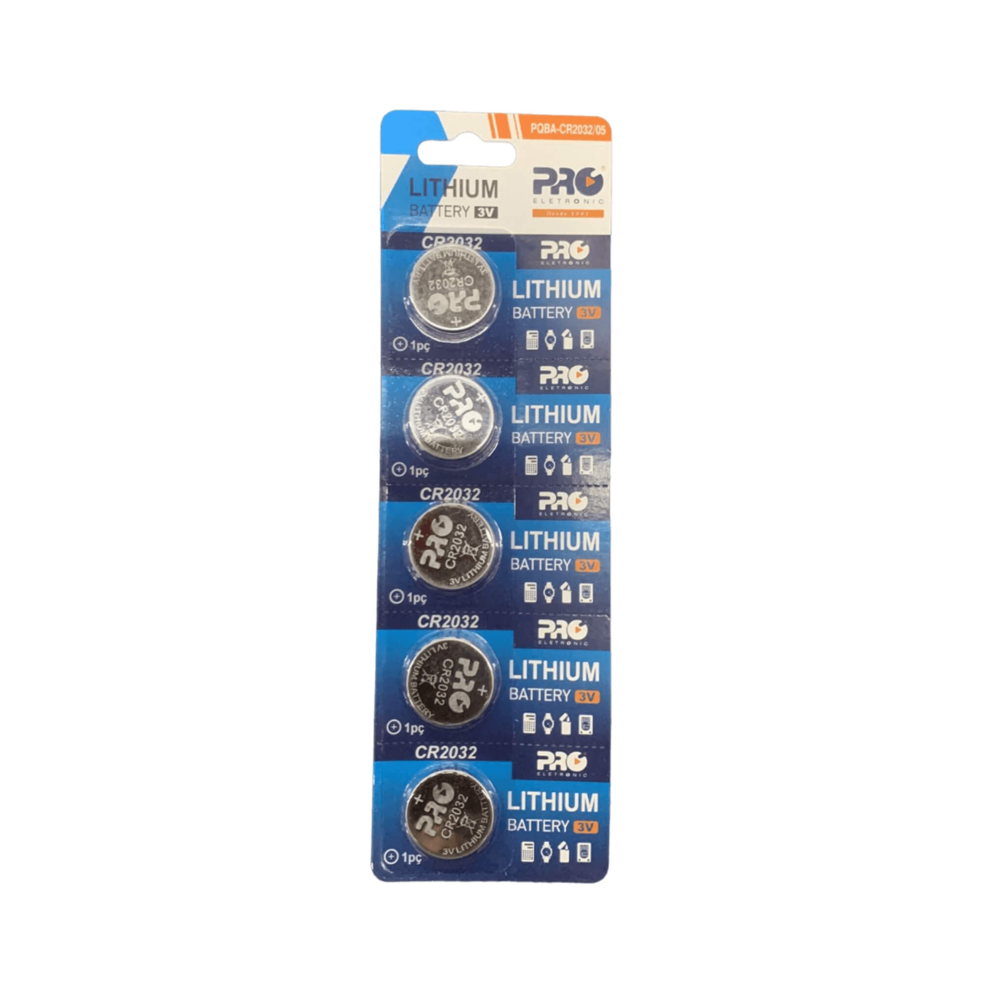 Bateria CR2032 Longa Duração Blister com 5 Unidades Pro Eletronic - PQBA-CR2032/05