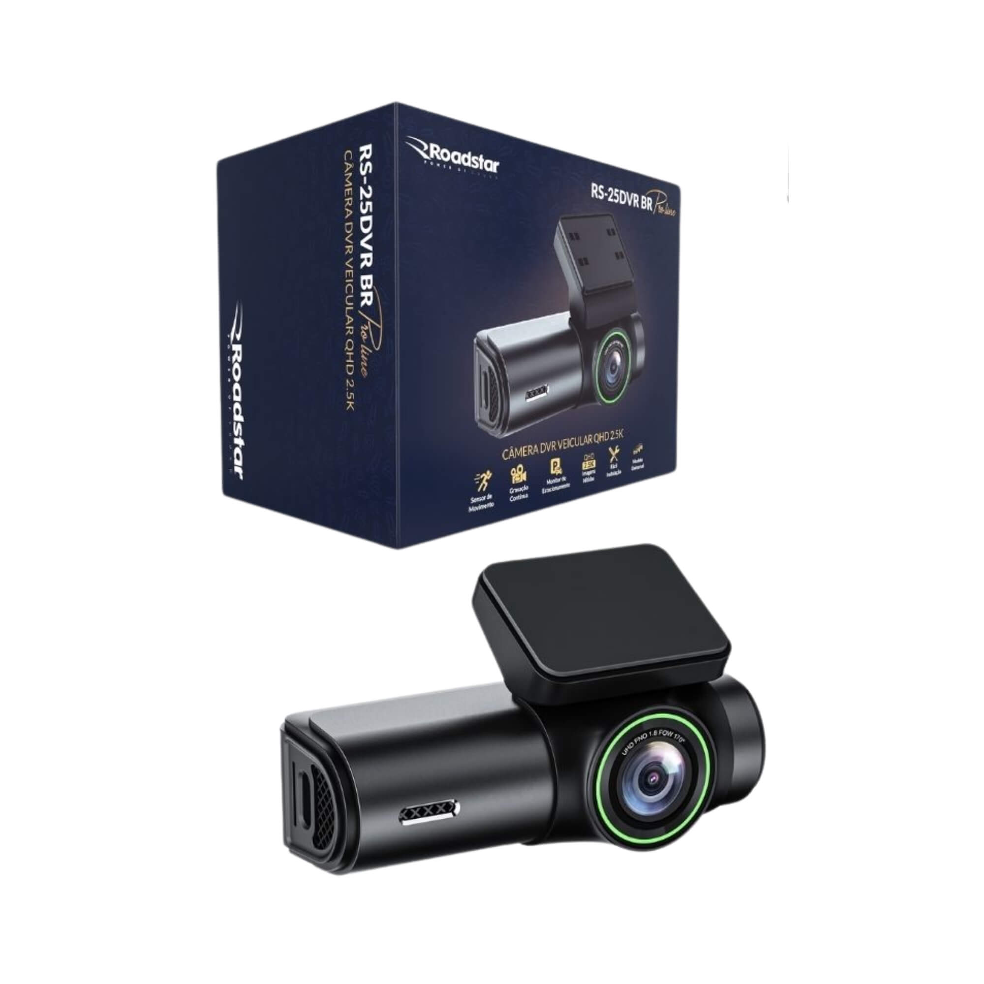 Câmera DVR Veicular QHD Dash Cam 2.5K  Roadstar - RS25DVR BR MI