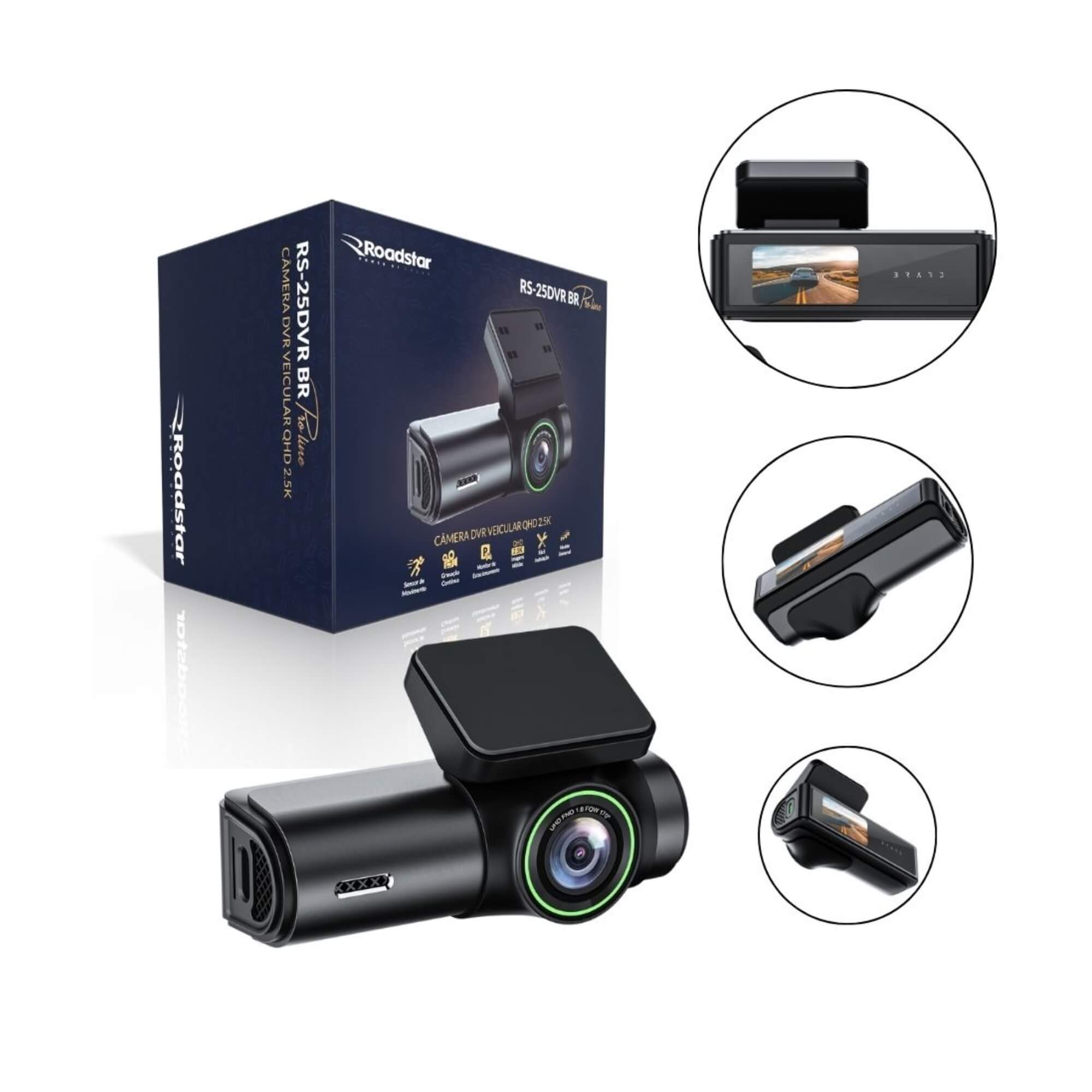 Câmera DVR Veicular QHD Dash Cam 2.5K  Roadstar - RS25DVR BR MI