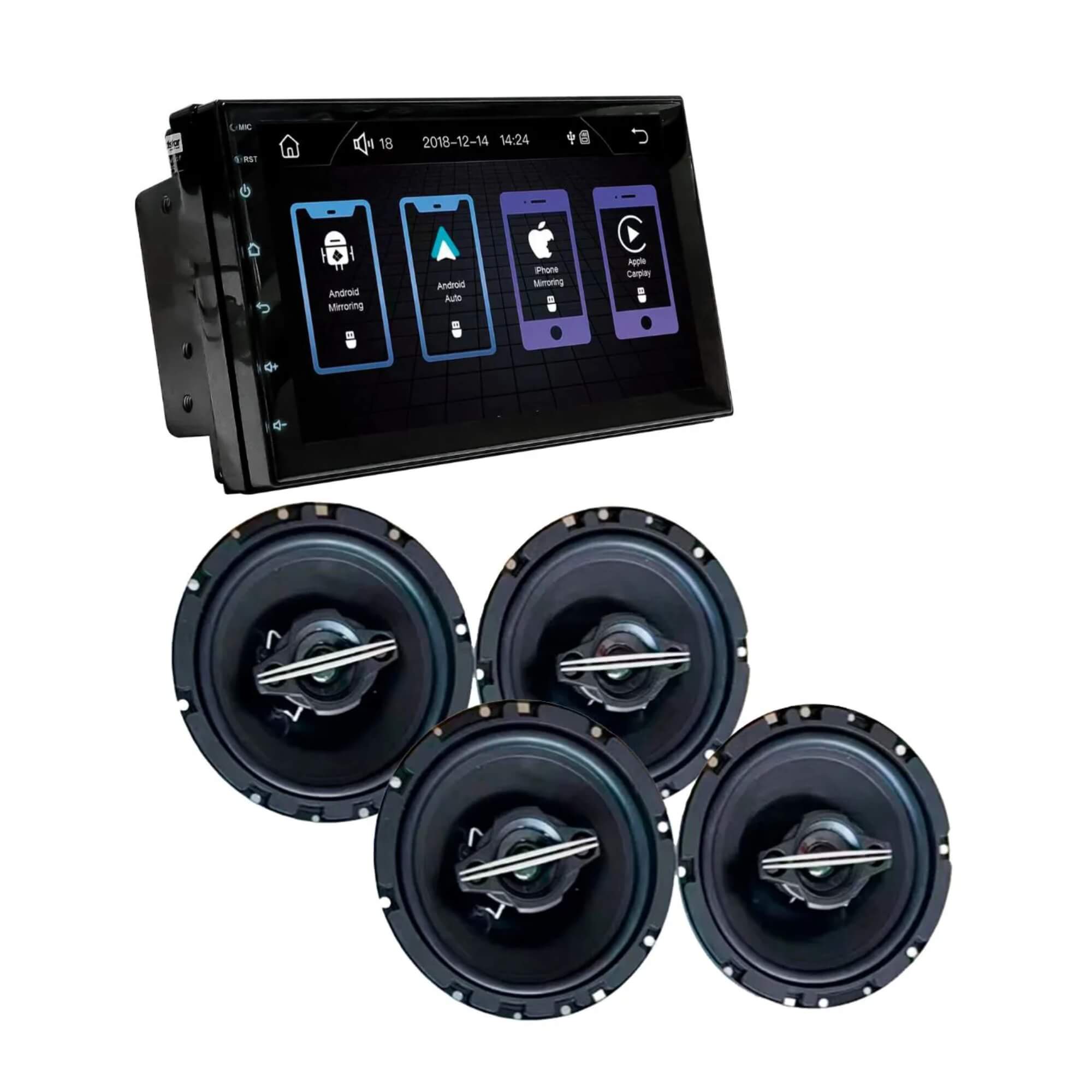 Kit Central Multimídia 7" Polegadas 2Din + 4 Alto Falantes 6.5" 50W Roadstar - RS765BR MI