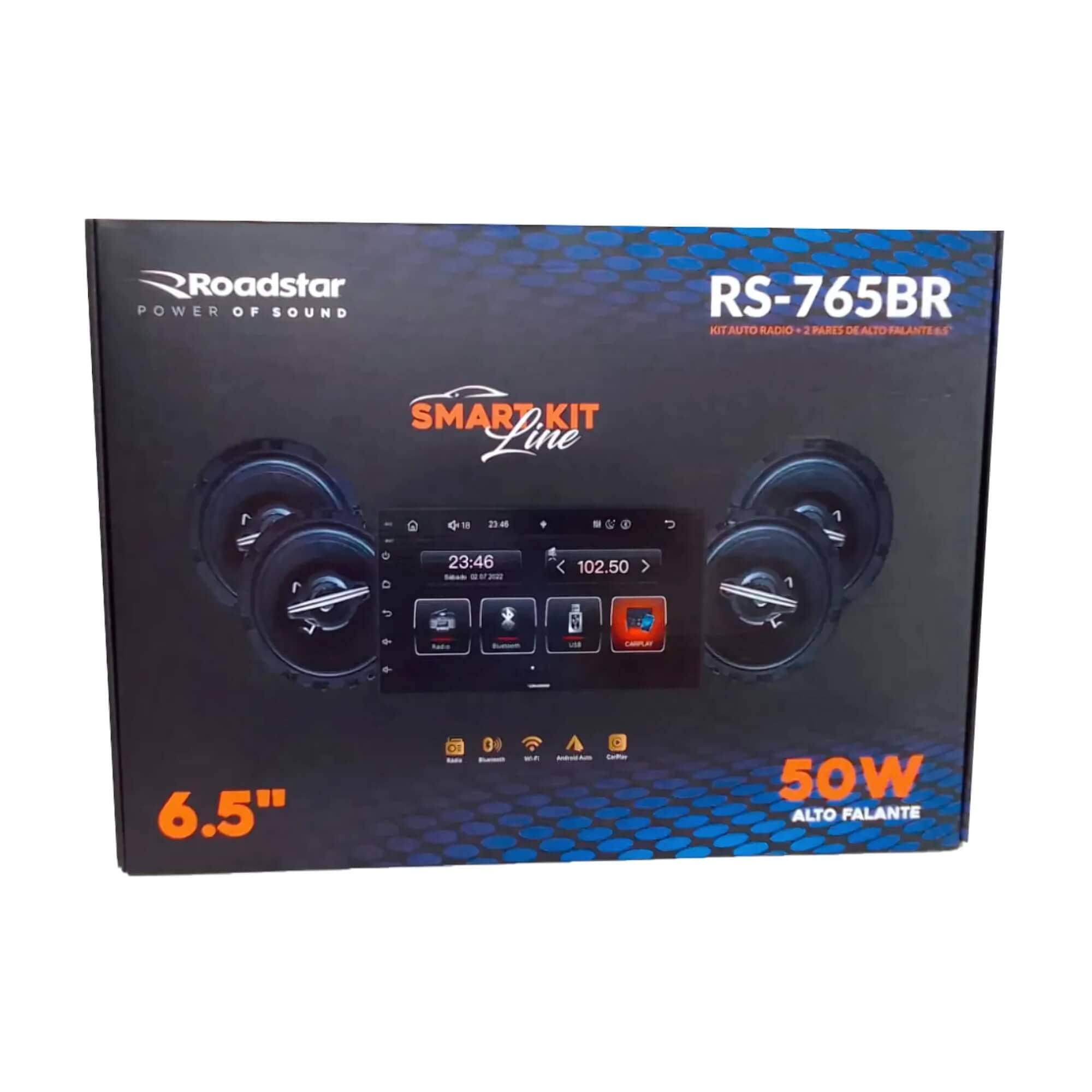 Kit Central Multimídia 7" Polegadas 2Din + 4 Alto Falantes 6.5" 50W Roadstar - RS765BR MI