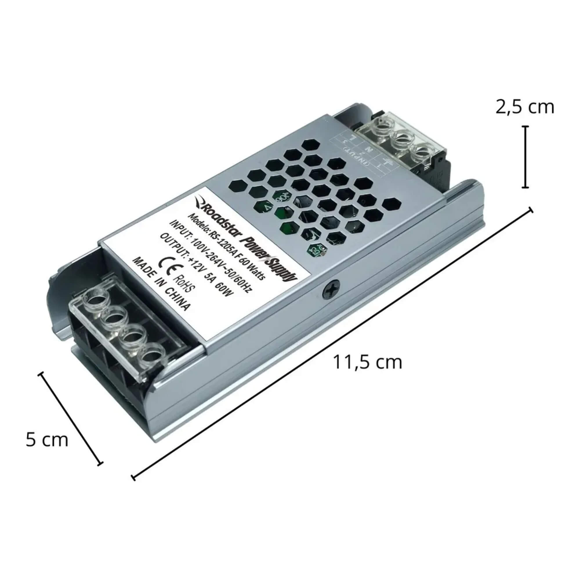 Fonte Chaveada Colméia Slim 12V 5A 60W Roadstar - RS1205A F 60W MI