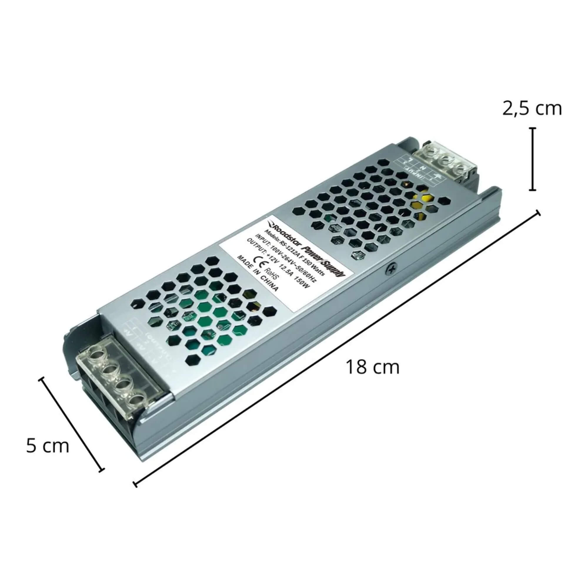 Fonte Chaveada Colméia Slim 12V 12A 150W Roadstar - RS1212A F 150 W MI