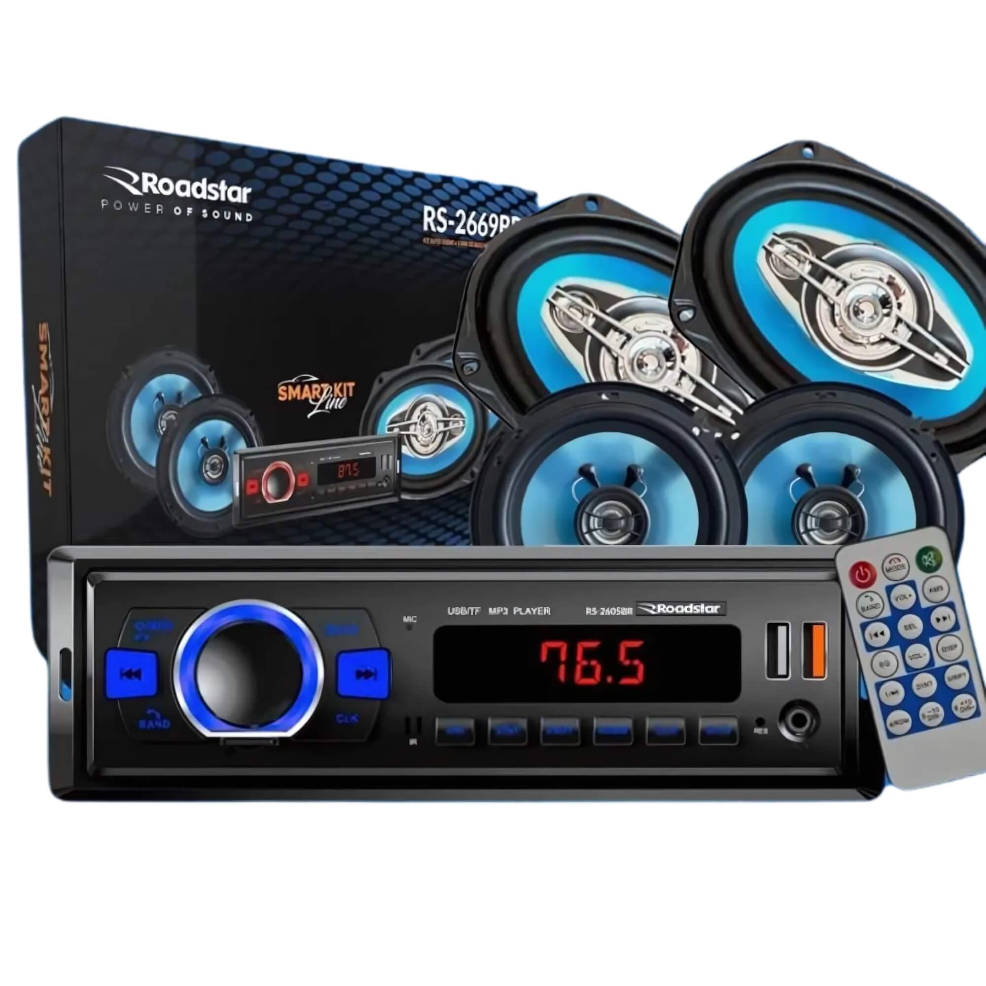 Kit Auto Rádio c/ 1 par de Alto Falante 6.5" e 1 Par de Alto Falante 6x9" Roadstar - RS2669BR MI
