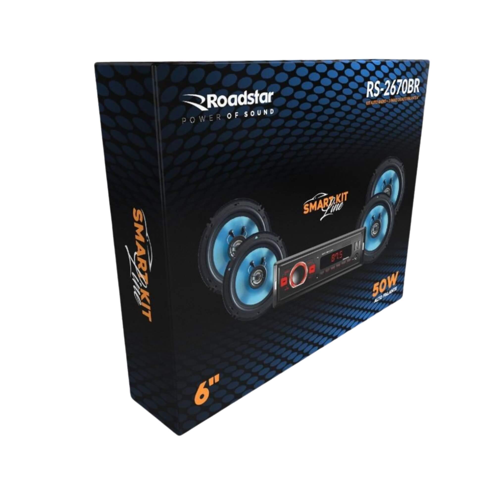 Kit Auto Rádio com 2 Pares de Alto Falante 6.5" 4 Ohms Roadstar - RS2670BR MI