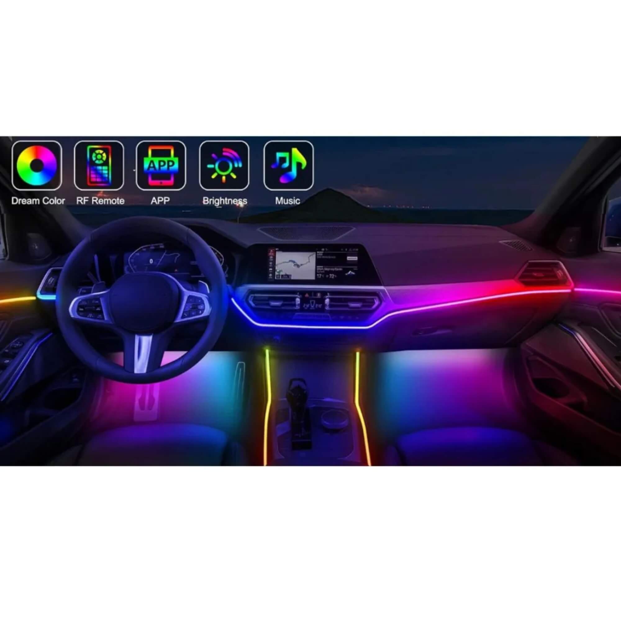 Kit Fita de Led para Painel de Carro Veicular RGB Controle Remoto Roadstar - RSL12BR LED LINE MI
