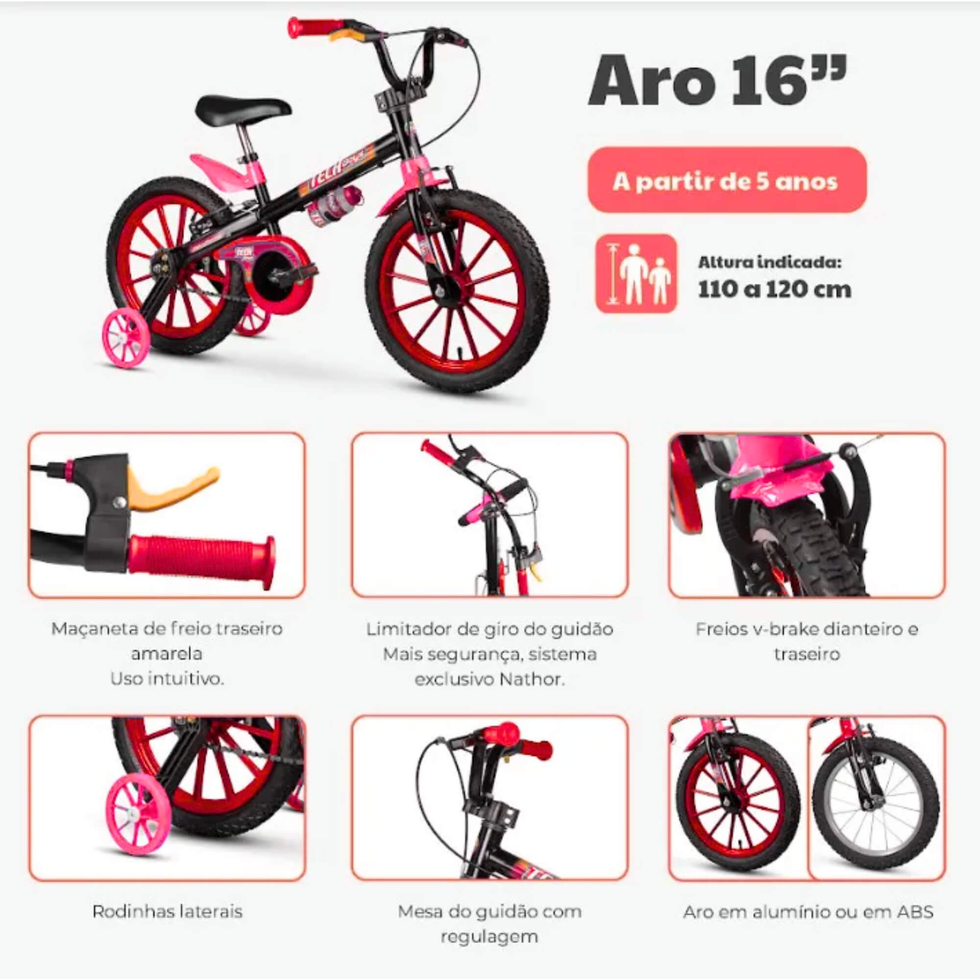 Bicicleta Infantil Aro 16" Lady 2 Nathor - 100130160025