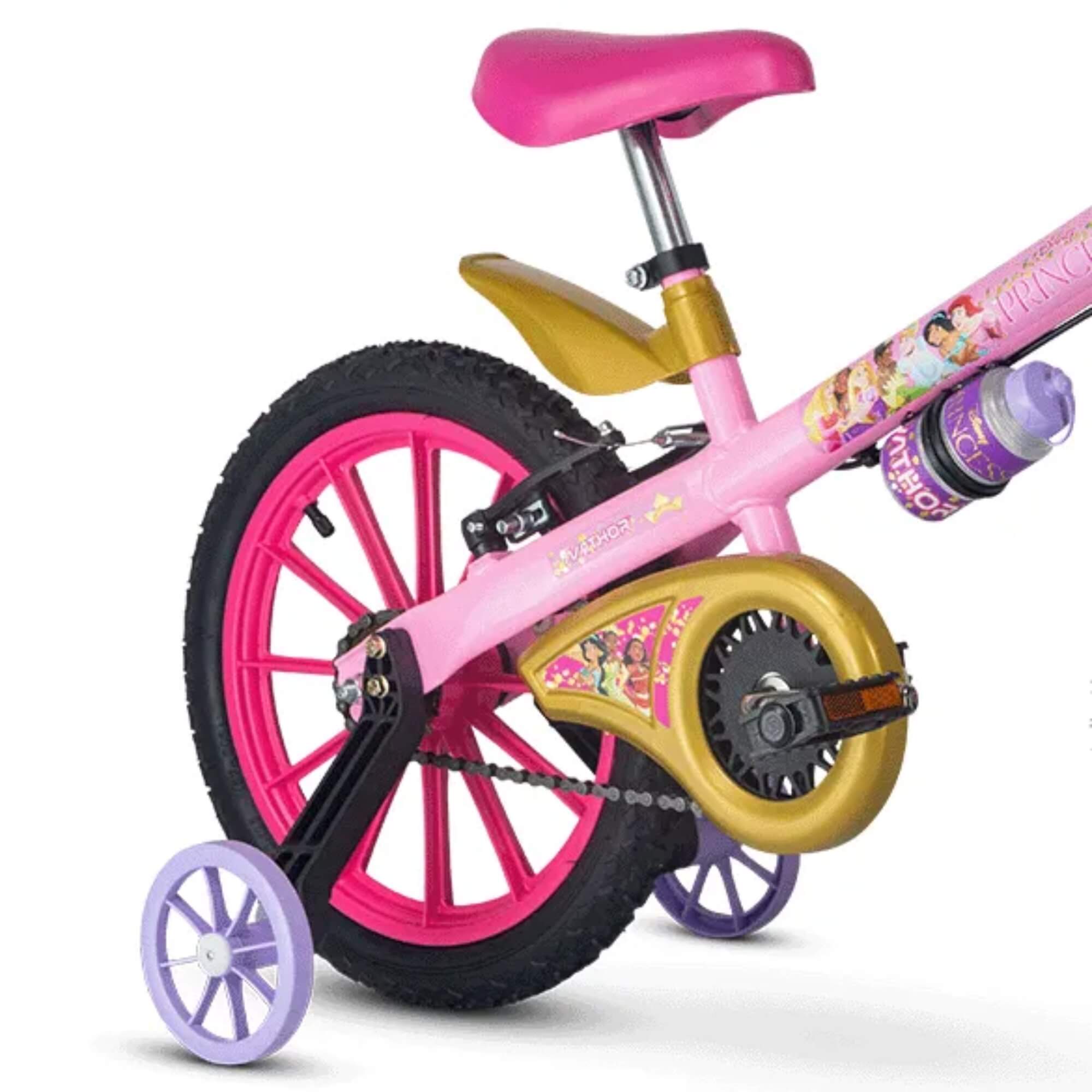 Bicicleta Infantil Aro 16" Princesas Disney Rodinhas Garrafinha Nathor - 101250160009