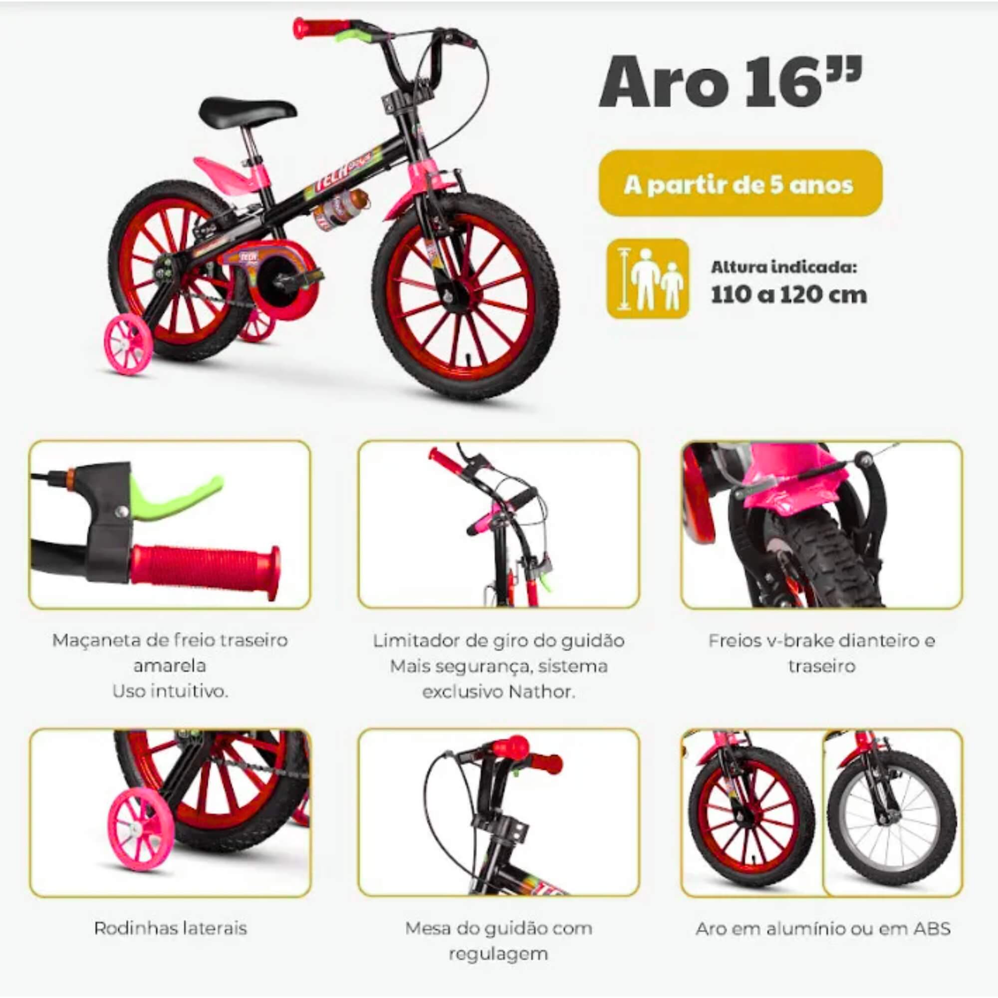 Bicicleta Infantil Aro 16" Homem de Ferro 02 Marvel  Rodinhas Nathor - 101250160010